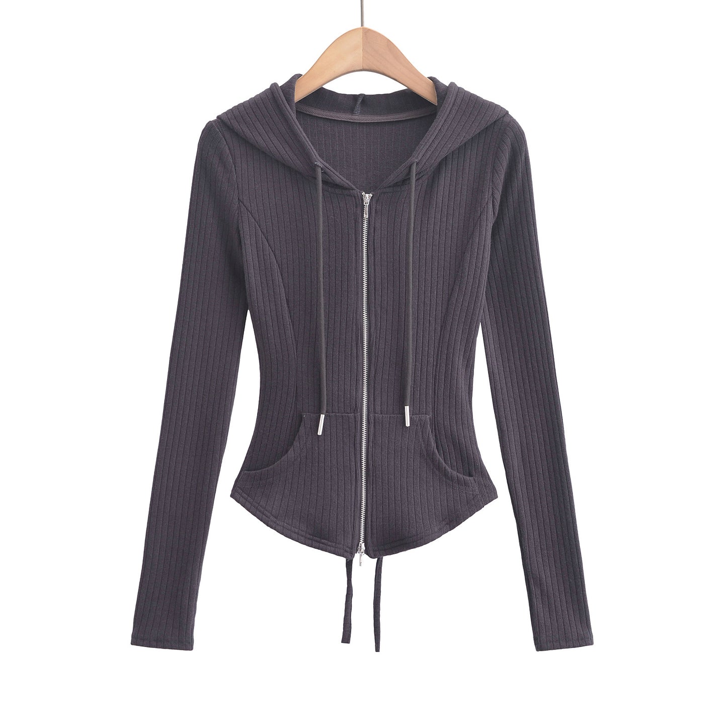 Waist slimming hooded cardigan top
