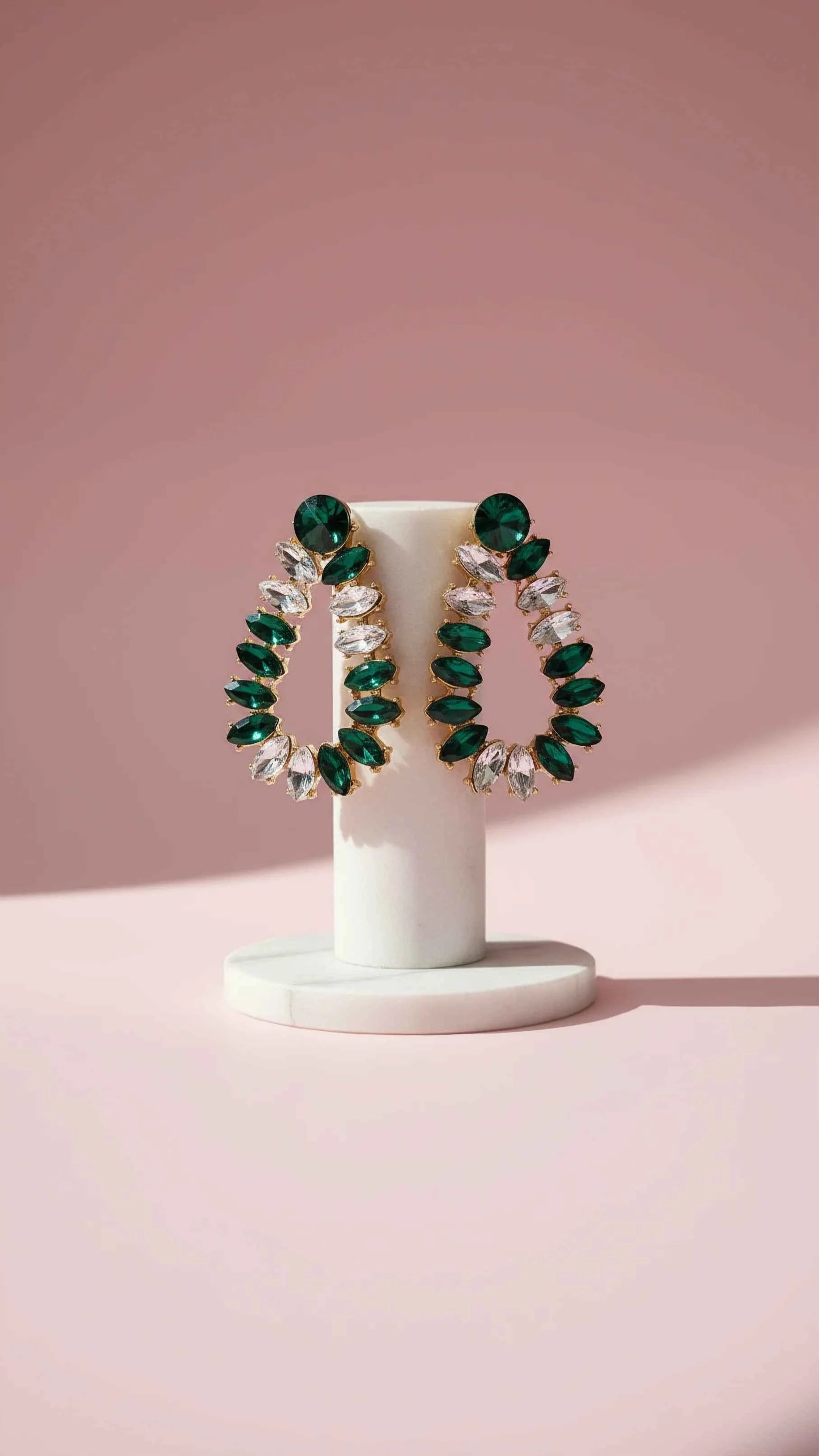 Oval Crystal Drop and Dangle Earrings
