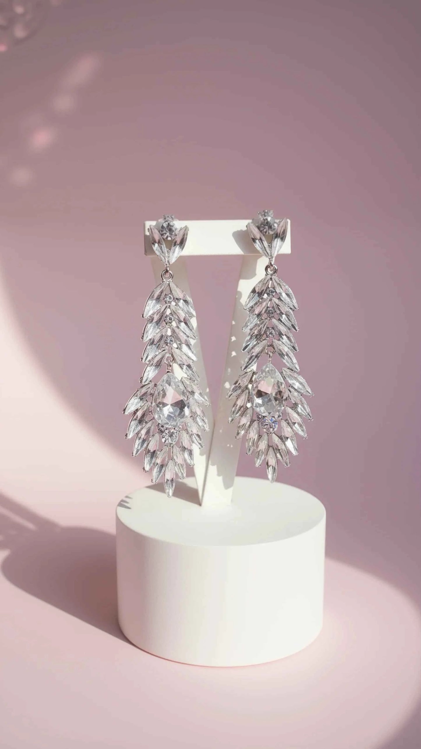 Feather Crystal Drop and Dangle Earrings