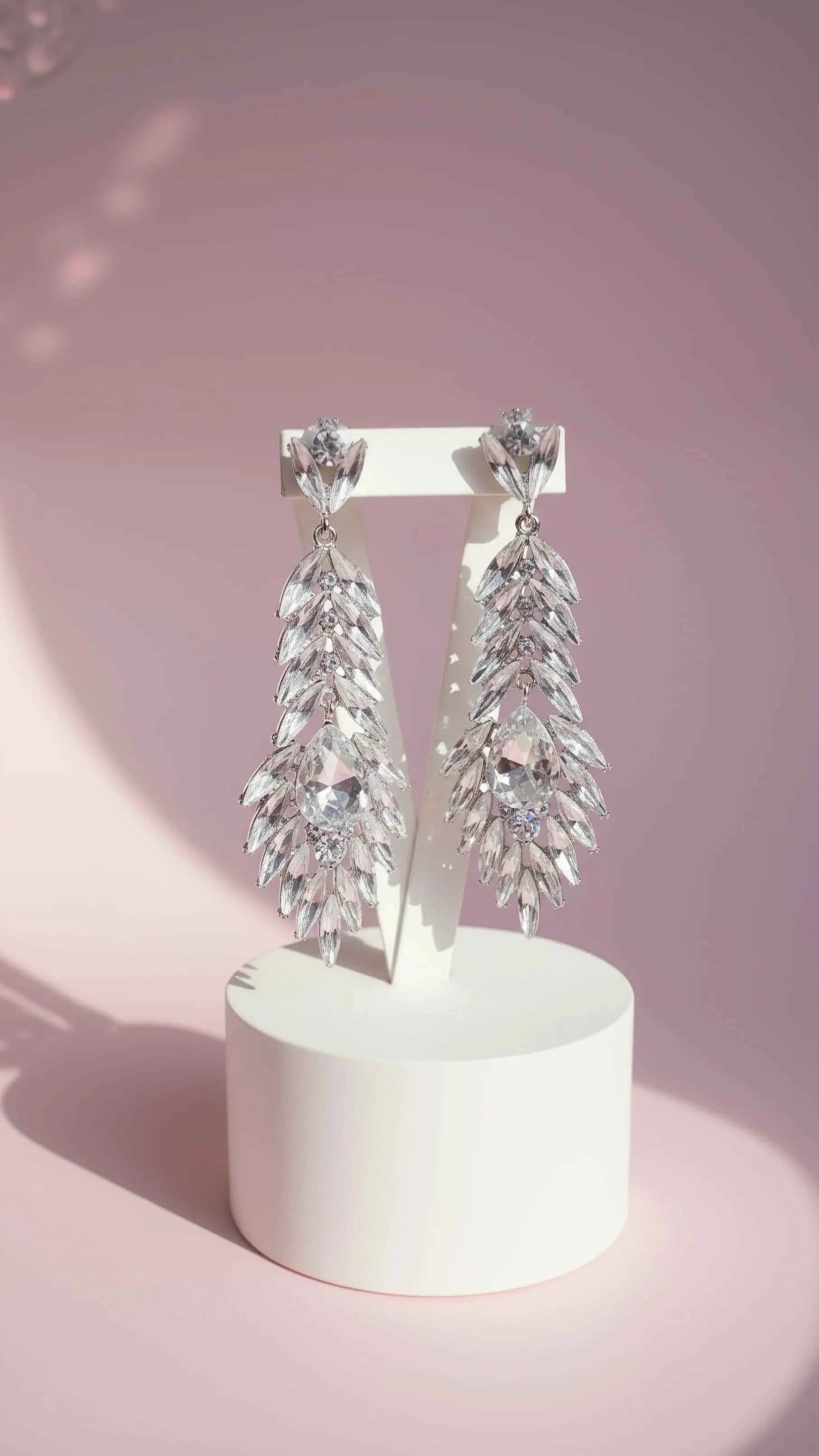 Feather Crystal Drop and Dangle Earrings