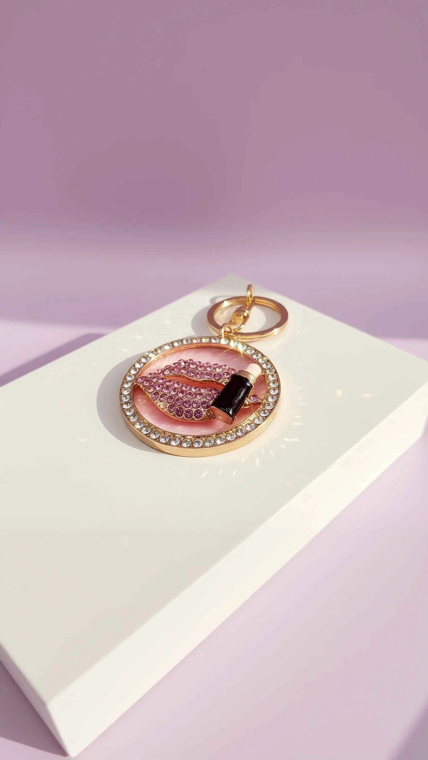 Lips With Lipstick Crystal Key Ring & Bag Charm