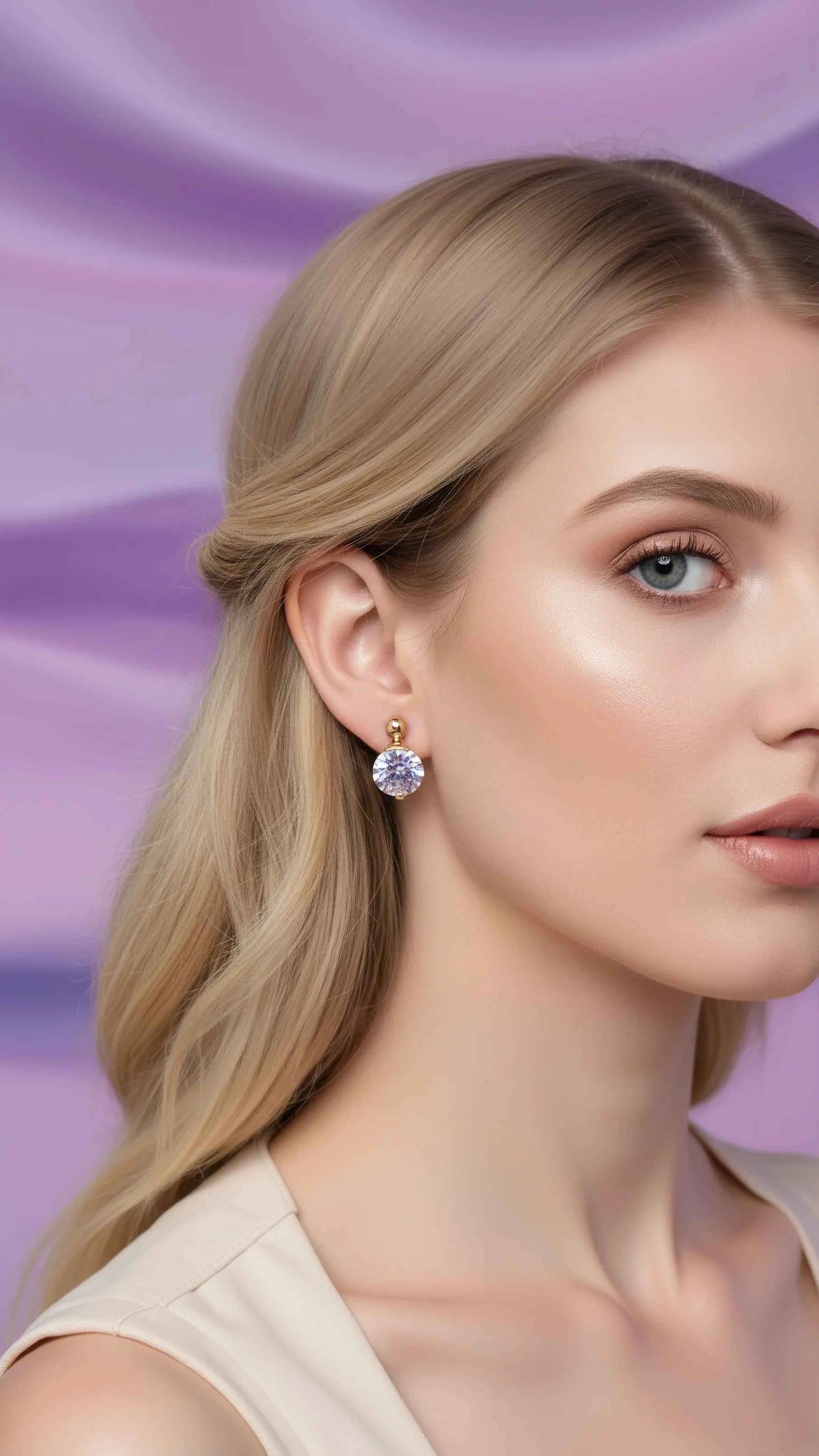 Round Cut Crystal Stud Earrings