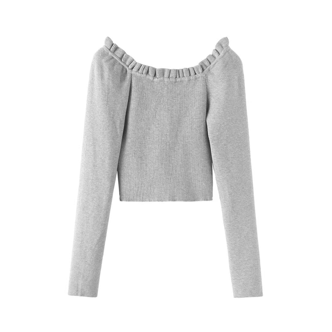 Drawstring strap button waist cinching long sleeved top