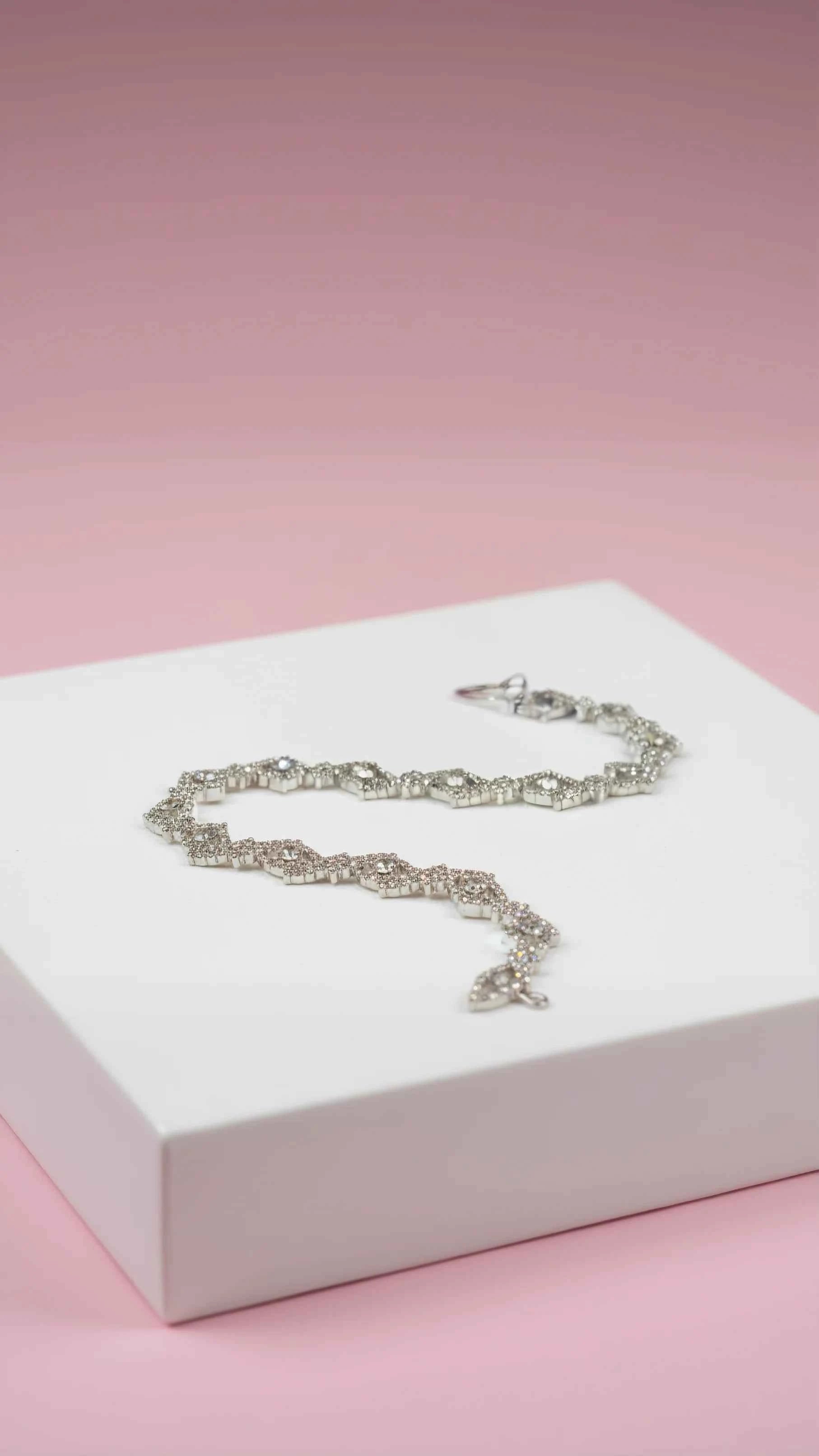Silver Wavey Gem Crystal Bracelet