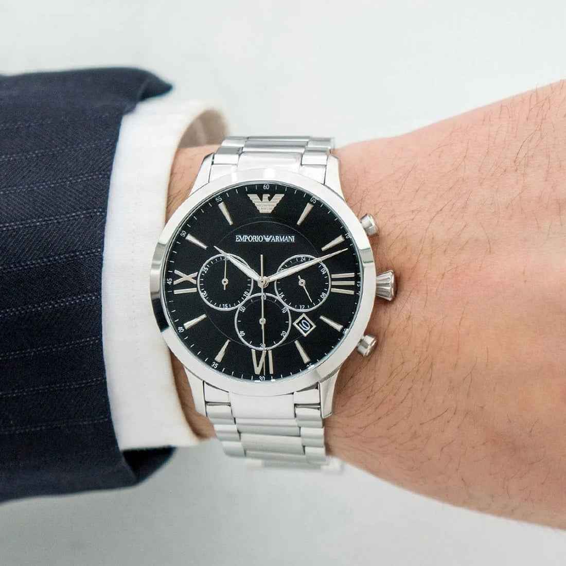 Emporio Armani AR11208 Giovanni Men's Silver & Black Watch