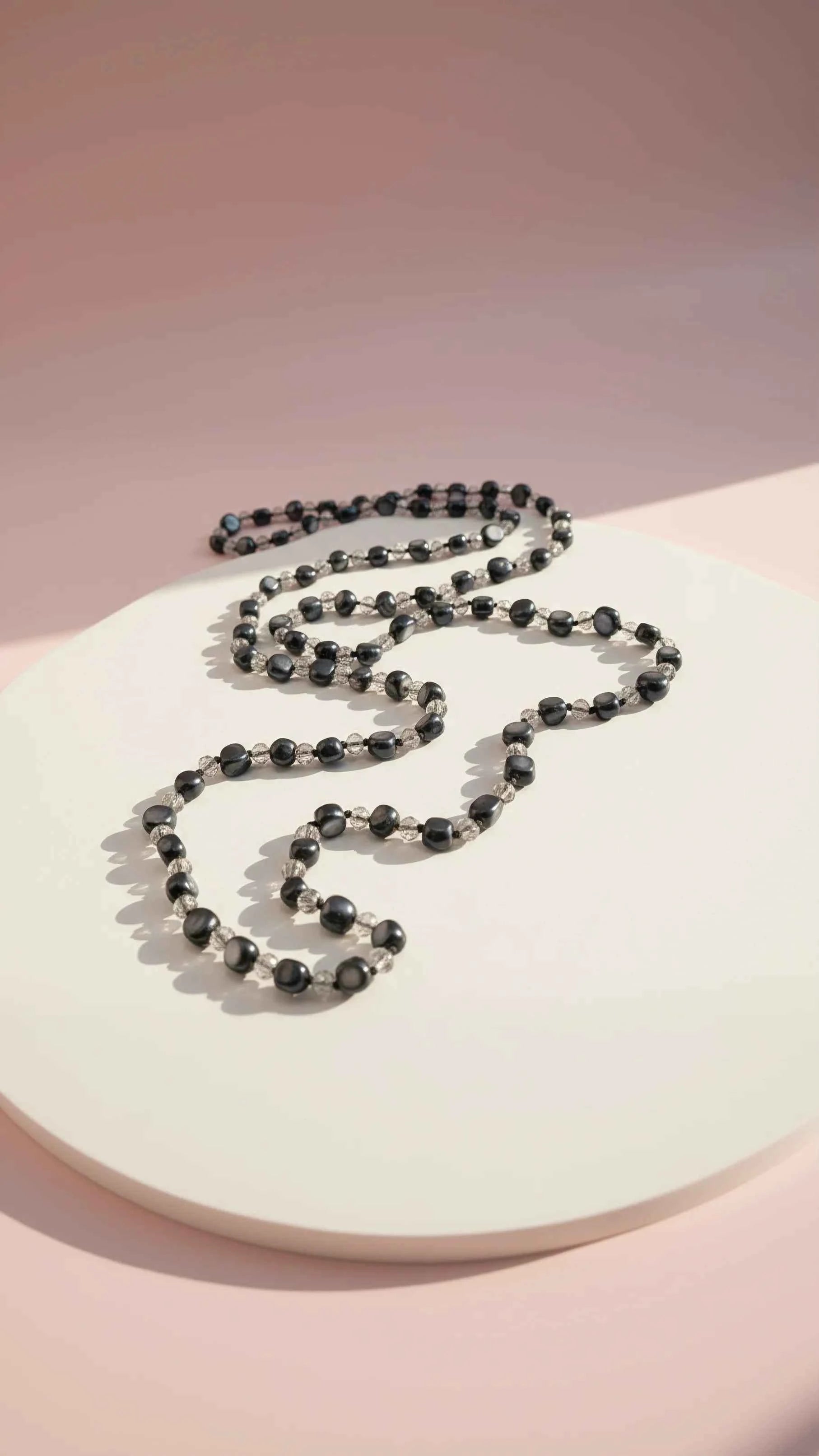 Navy Boho Long Beaded Necklace
