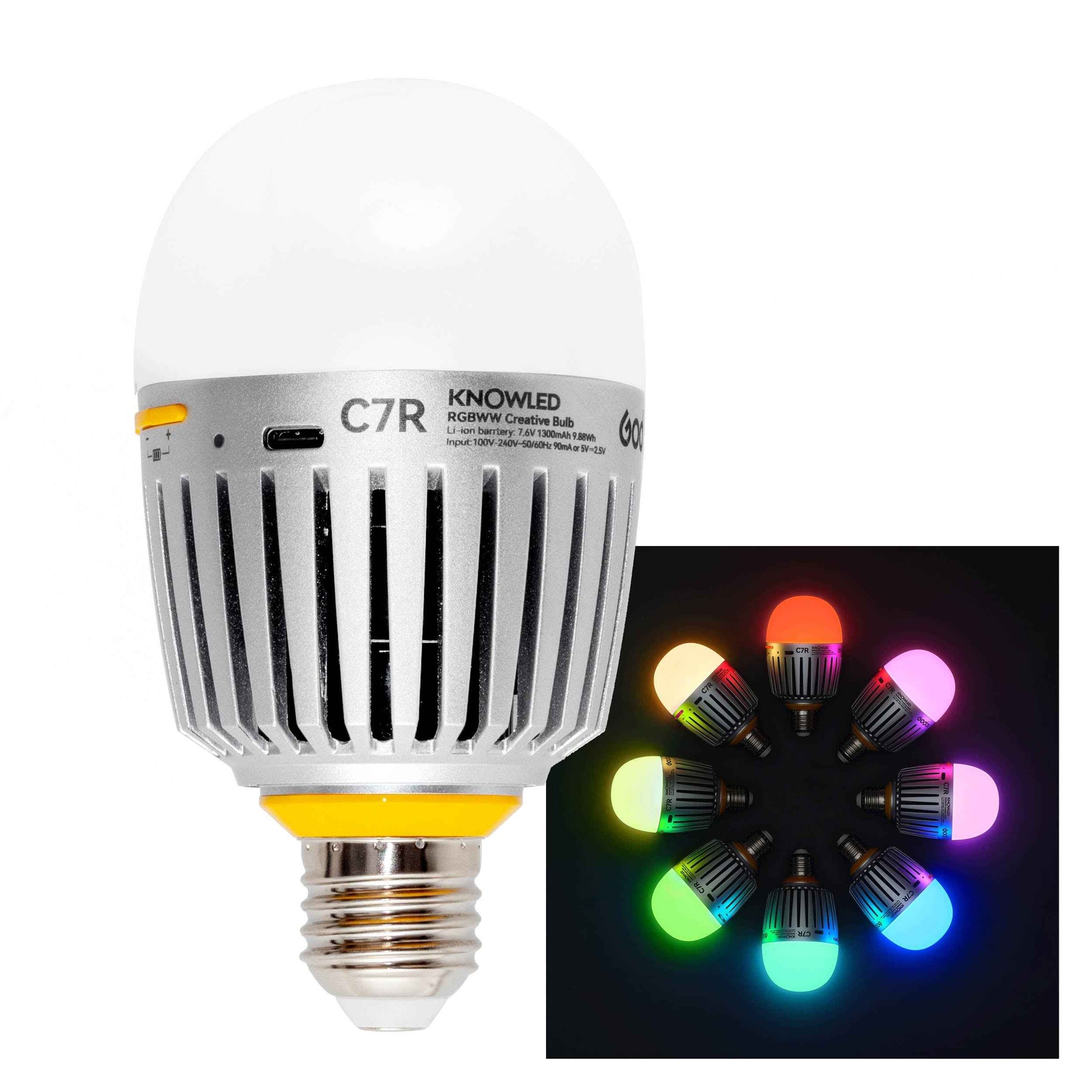 KNOWLED C7R E27 RGBWW Creative Bulb for Practical Set Lighting