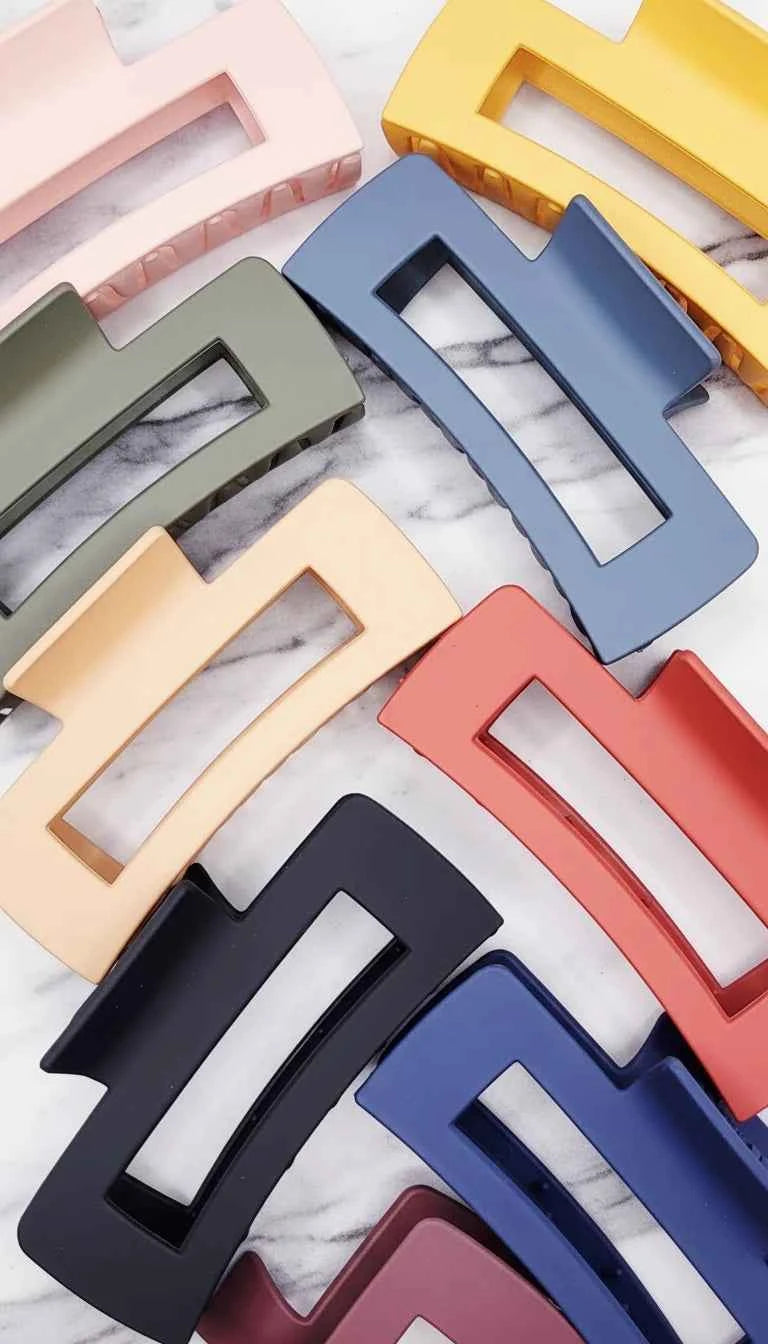 Block Colour Rectangular Hair Clamps Pack of 12