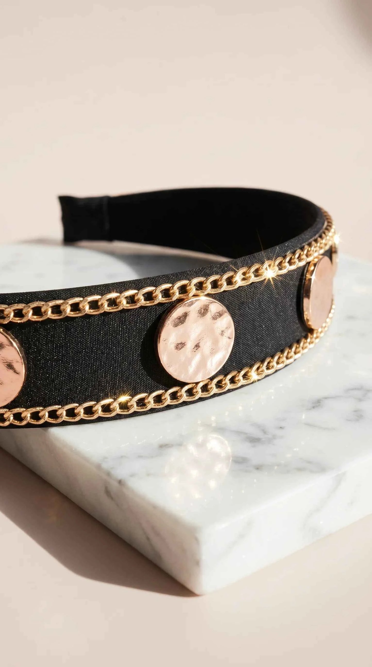 Women’s Black & Gold Satin Statement Headband & Hair Band