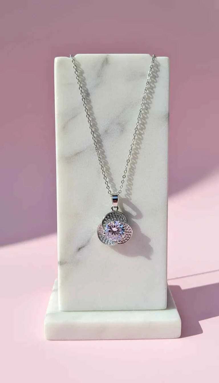 Flower Drop Crystal Pendant Necklace