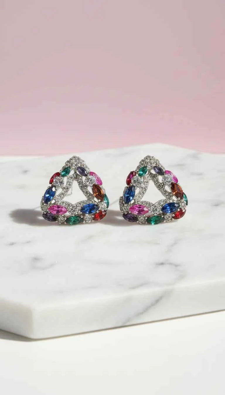 Triangular Crystal Stud Earrings