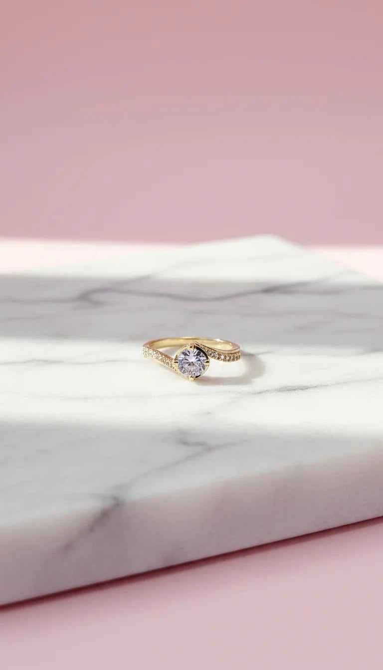 Sparkly Crystal Ring Gold Box set of 12