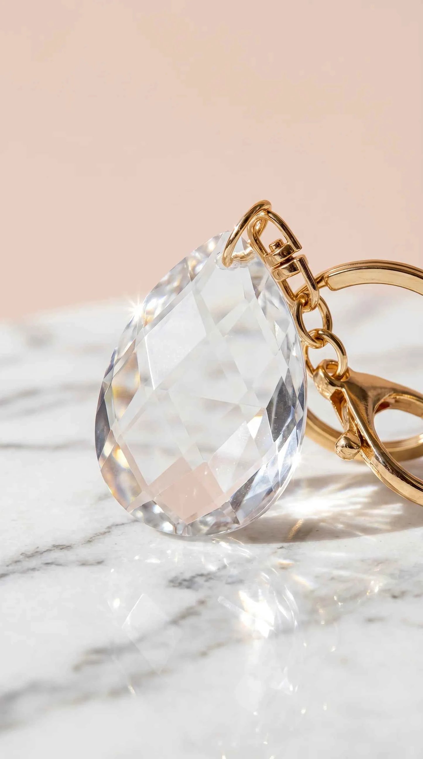 Faceted Crystal Tear Drop Keyring & Bag Charm