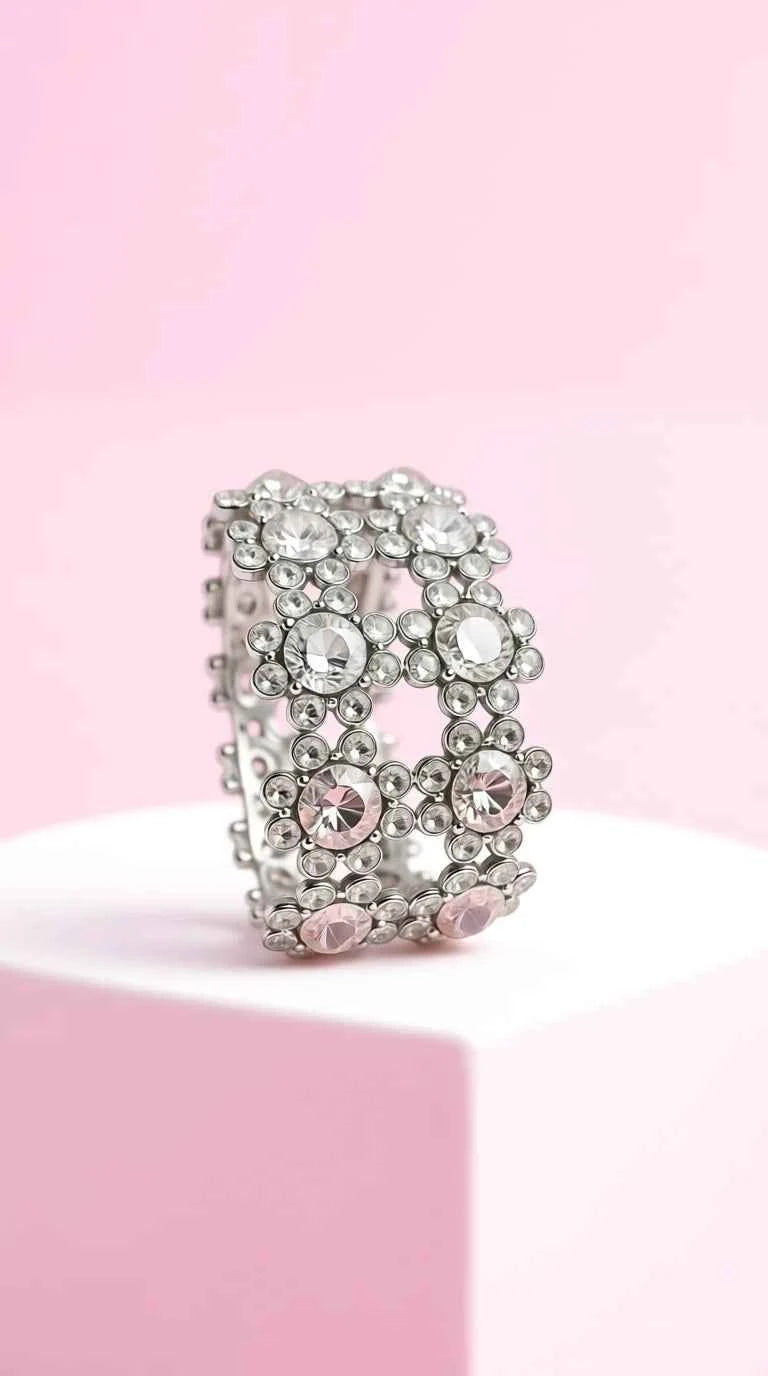 Crystal Flower Cluster Bracelet