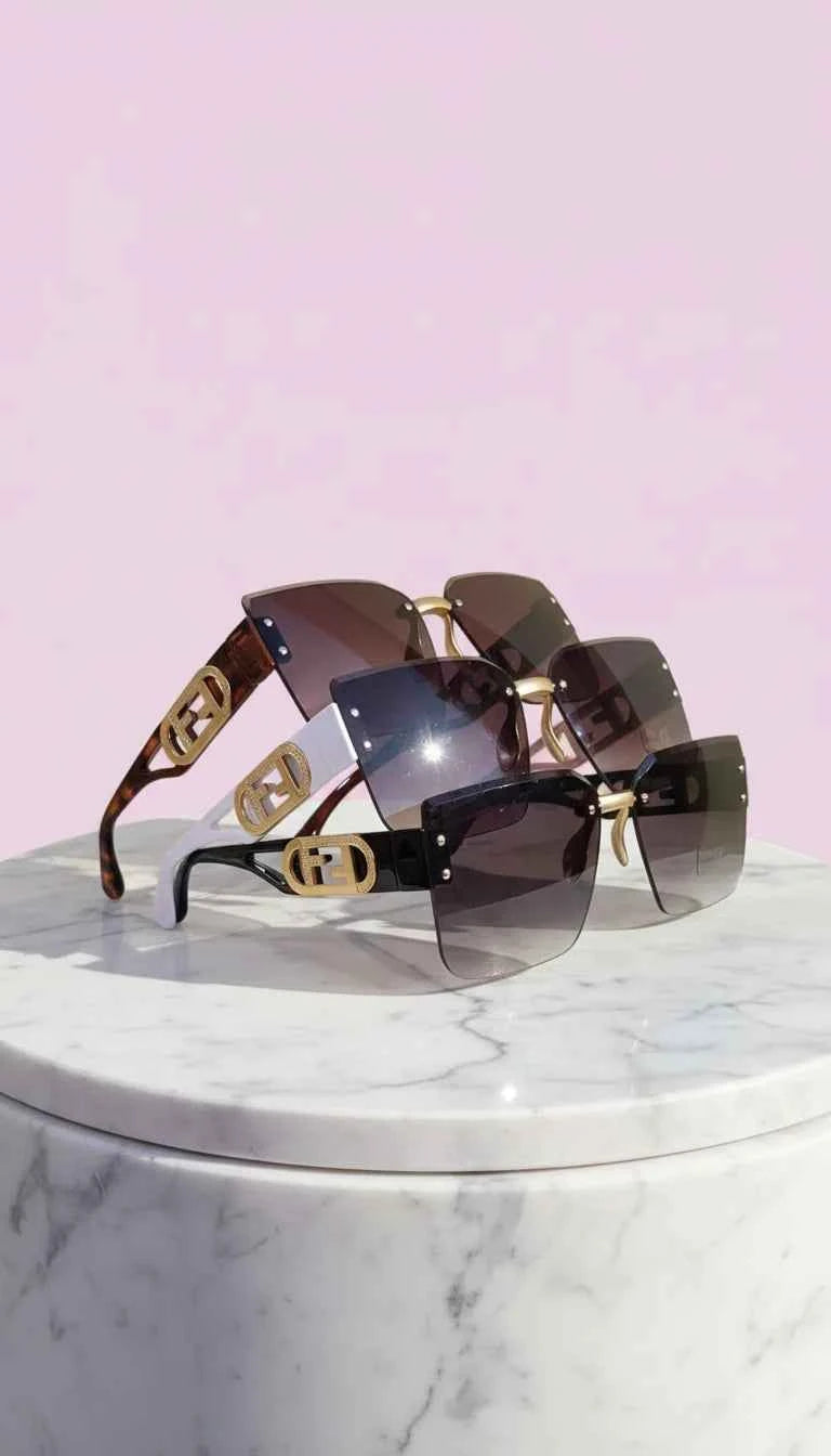 Rimless Gold F Accent Sunglasses Box of 12