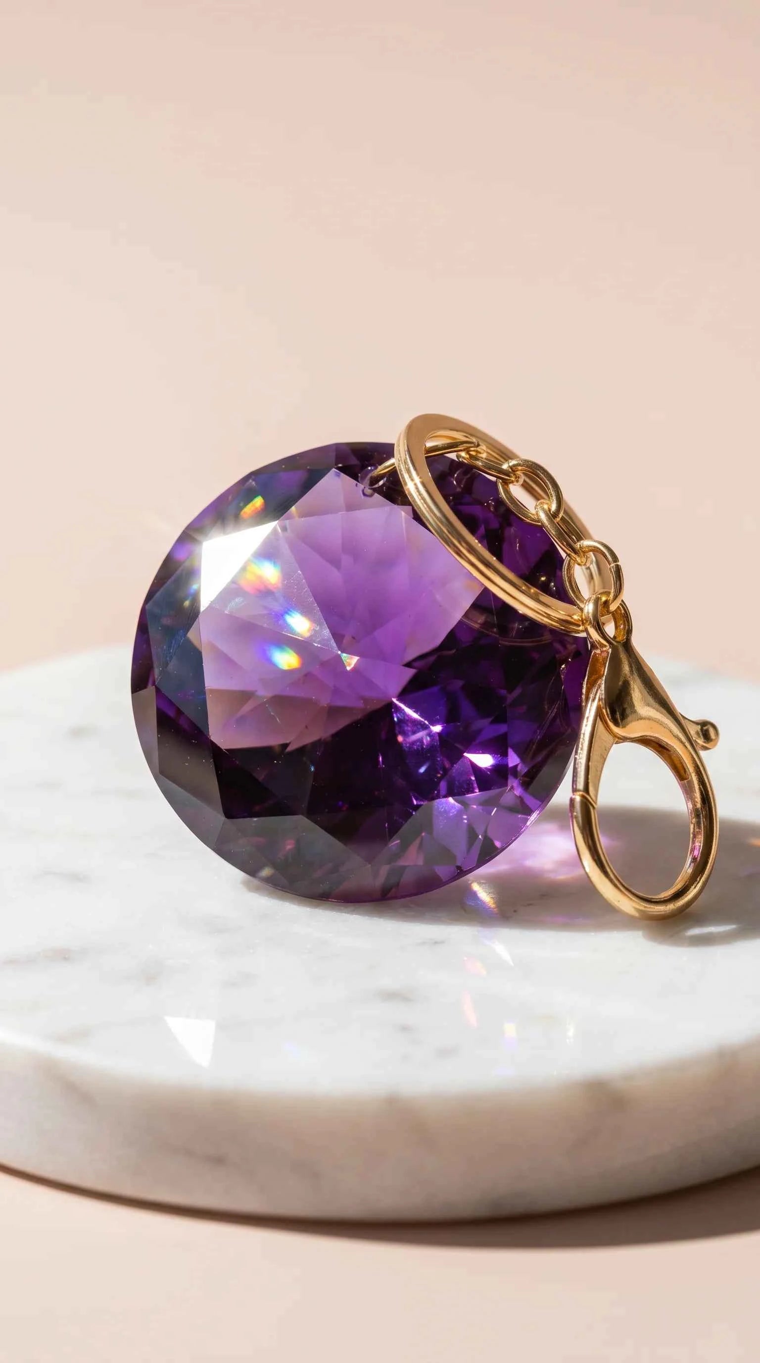 Faceted Round Crystal Keyring & Bag Charm