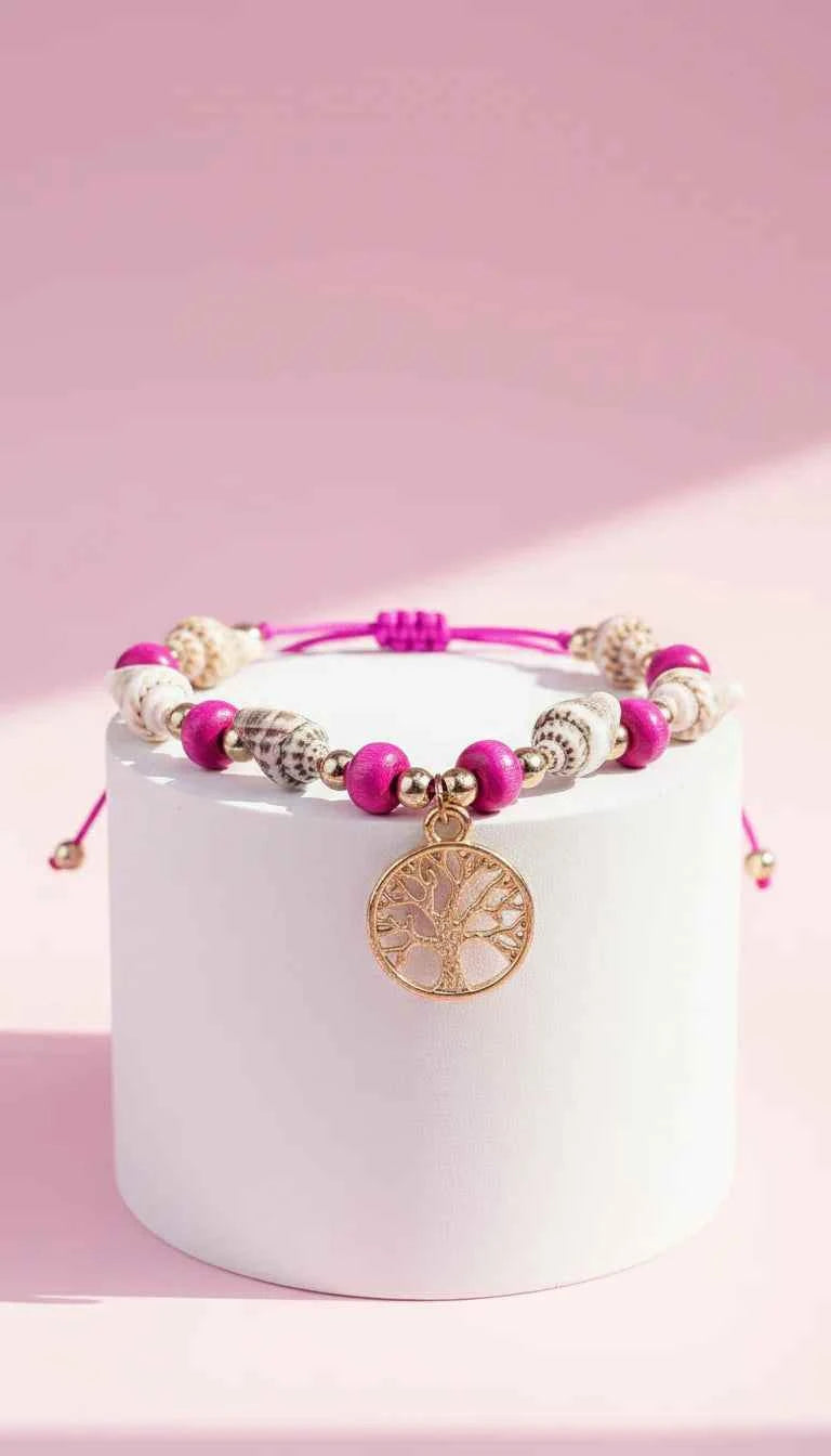 Tree Of Life Beaded Pull Tie Anklet