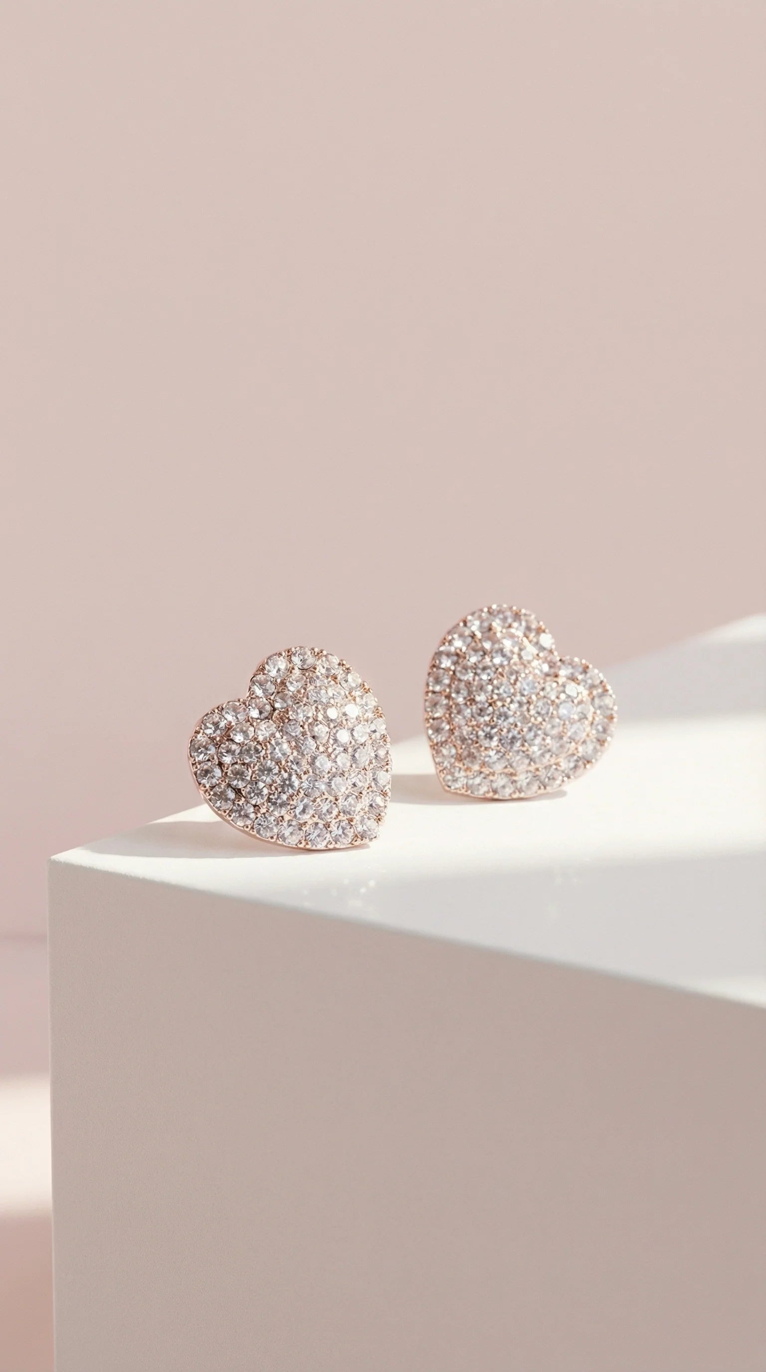 Gold Clear Heart Crystal Non Pierced Clip On Earrings