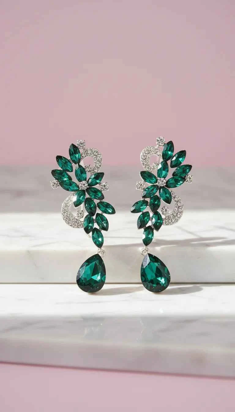 Curved Crystal Drop & Dangle Earrings