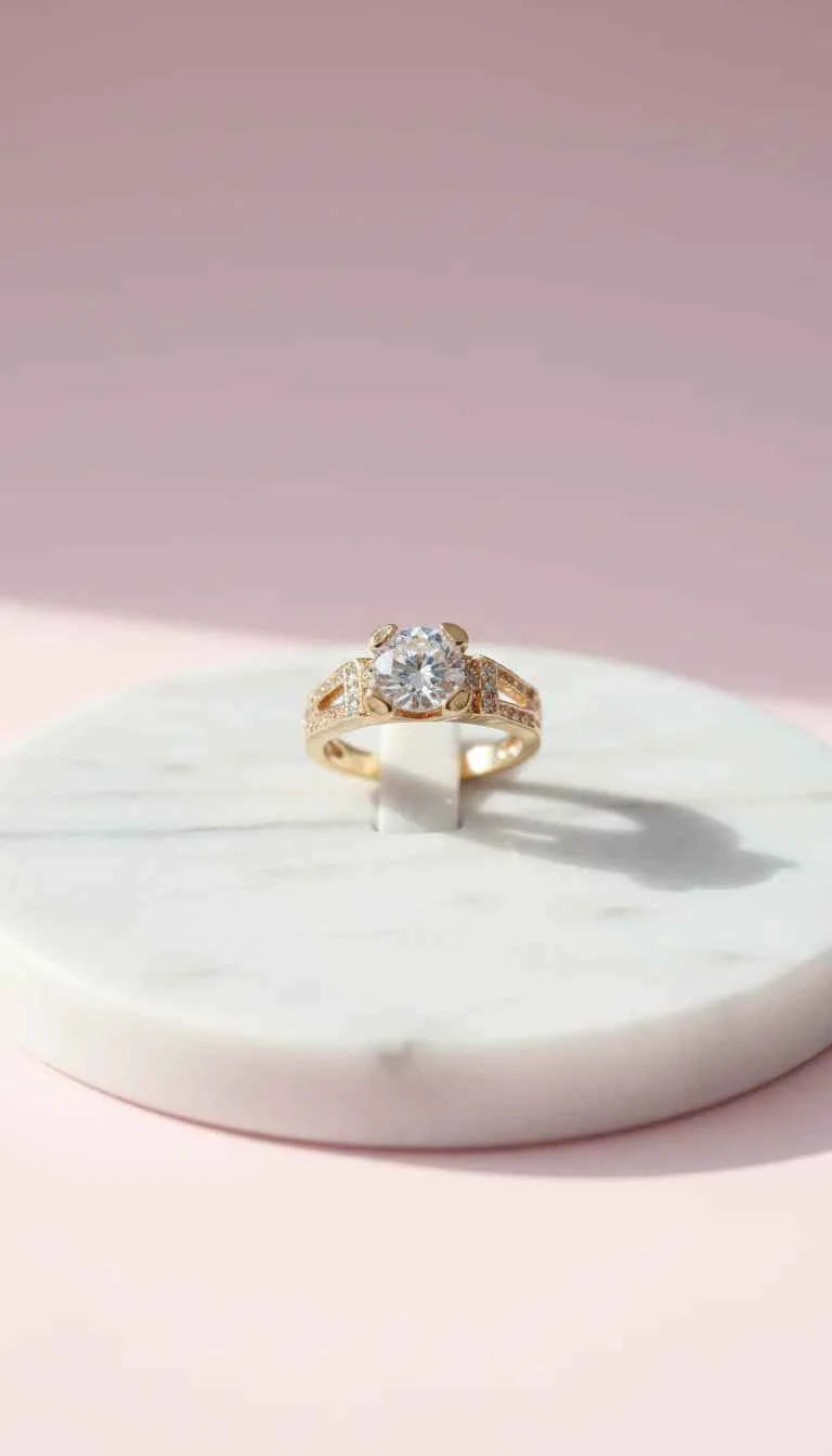 Round Cut Crystal Ring Gold Box set of 12