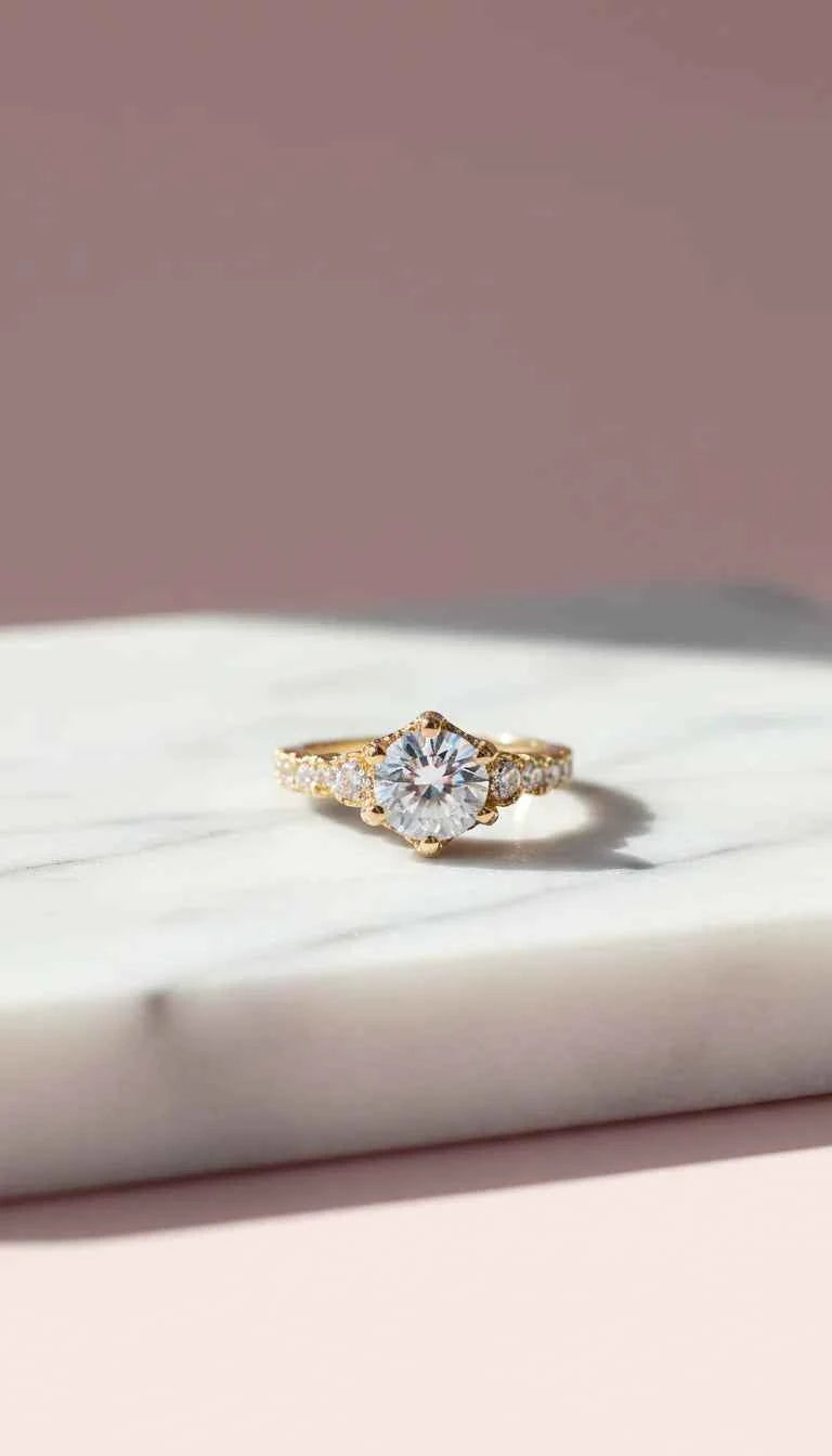 Rounded Crystal Ring Gold Box Set Of 12