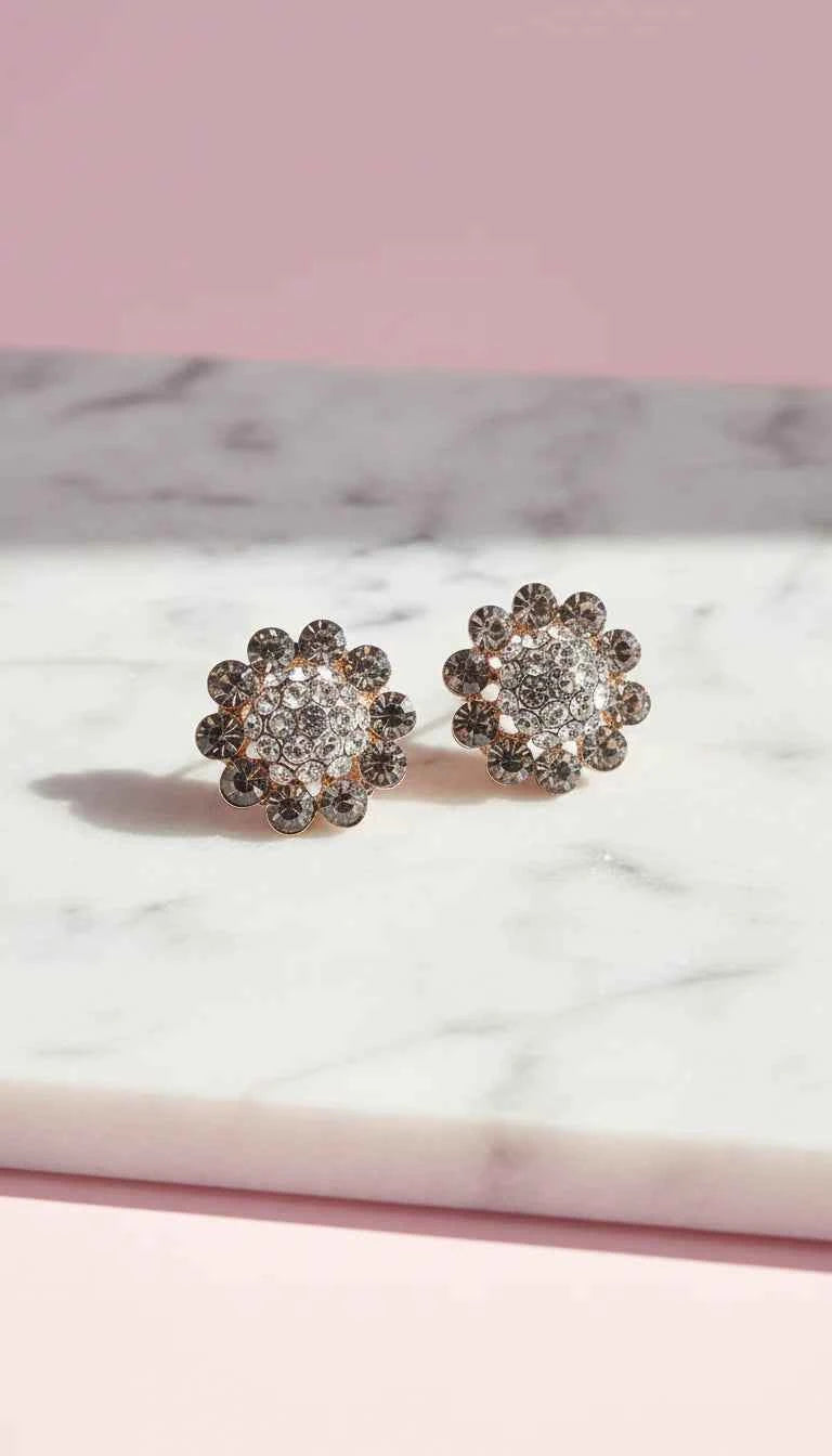 Flower Crystal Stud Earrings