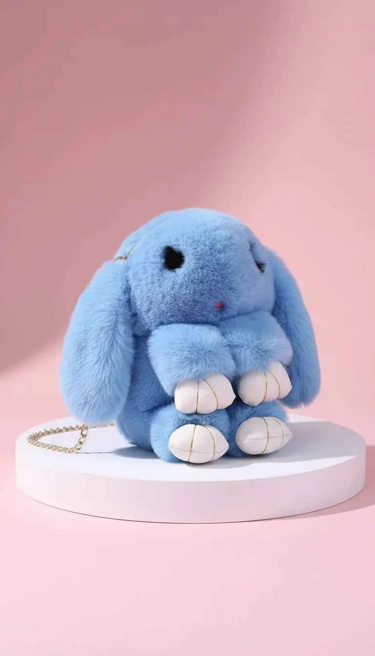 Faux Fur Bunny Rabbit Backpack – Soft Plush Handbag
