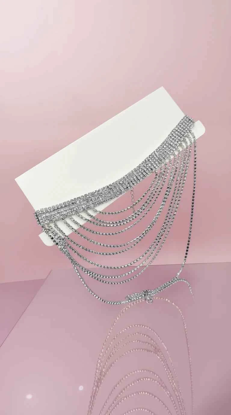 Layered Diamante Crystal Choker Necklace