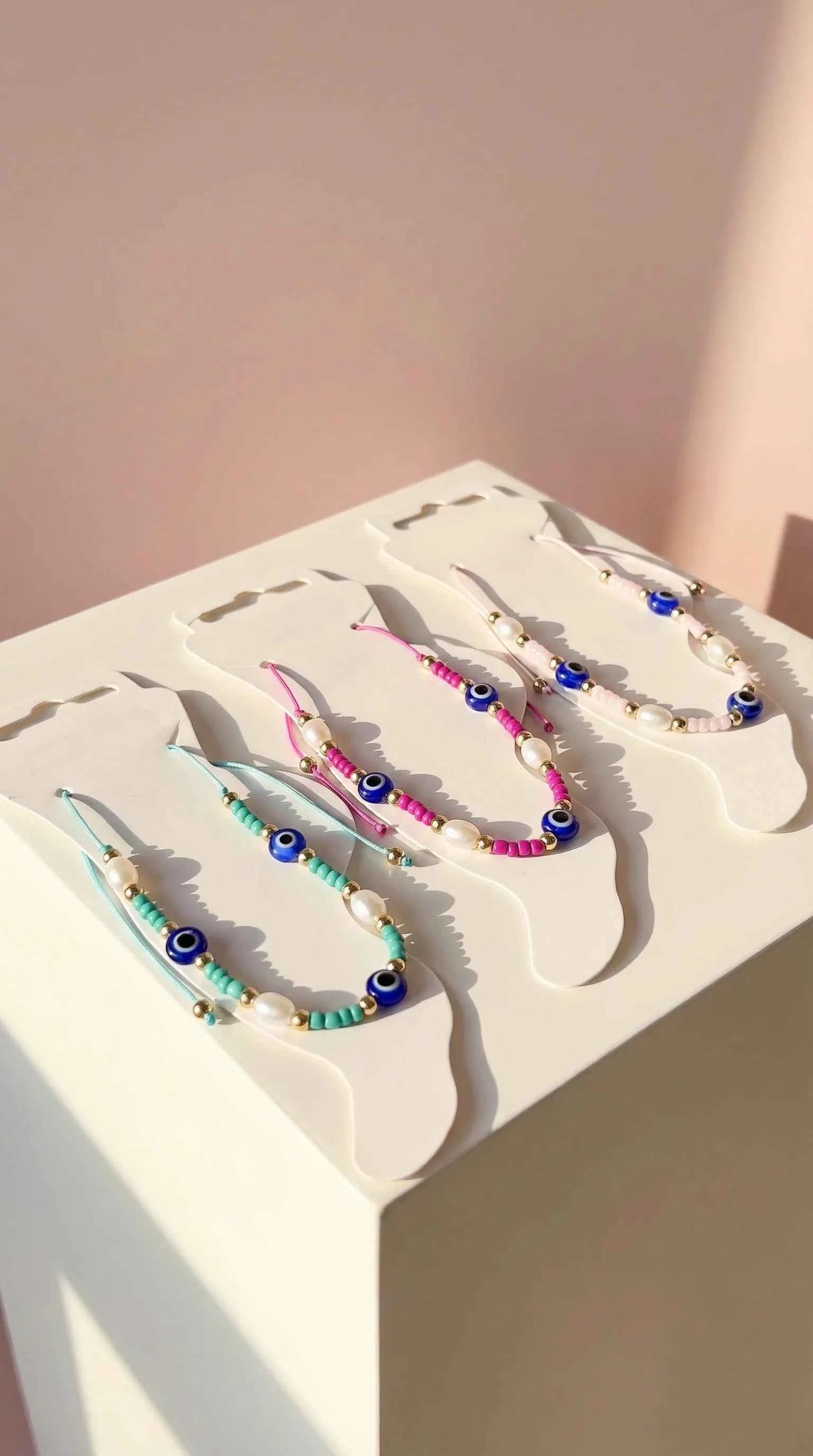 Evil Eye Beaded Pull Tie Anklet