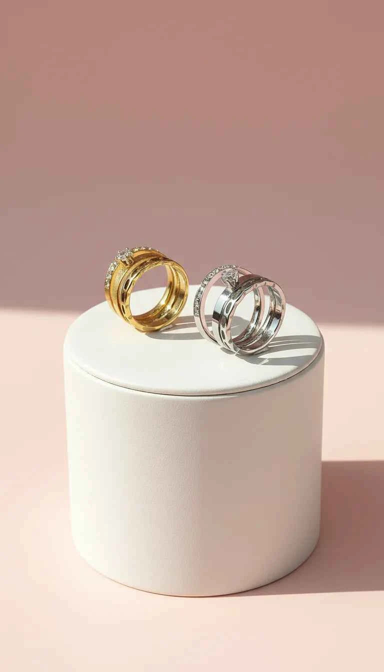 Waterproof 24 Pack Of Gold Plated Solitaire Crystal 3 Stack Rings