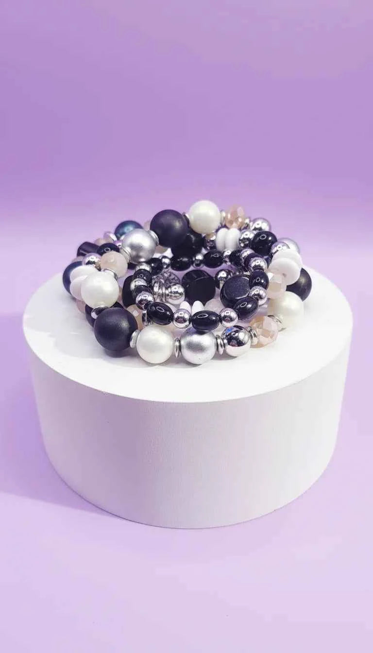 Mini Tree Of Life Double Charm Ceramic Beaded Bracelet Set