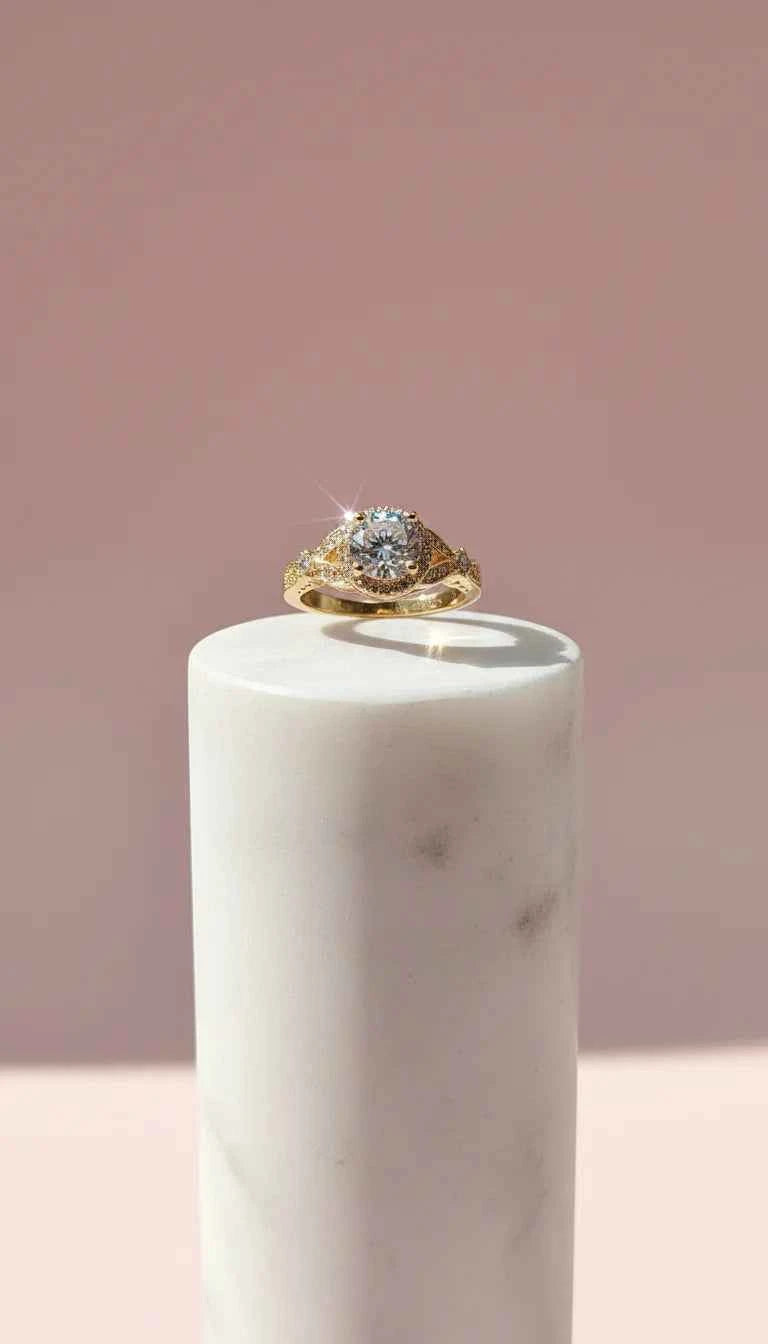 Gold Round Cut Crystal Ring Gold Box set of 12