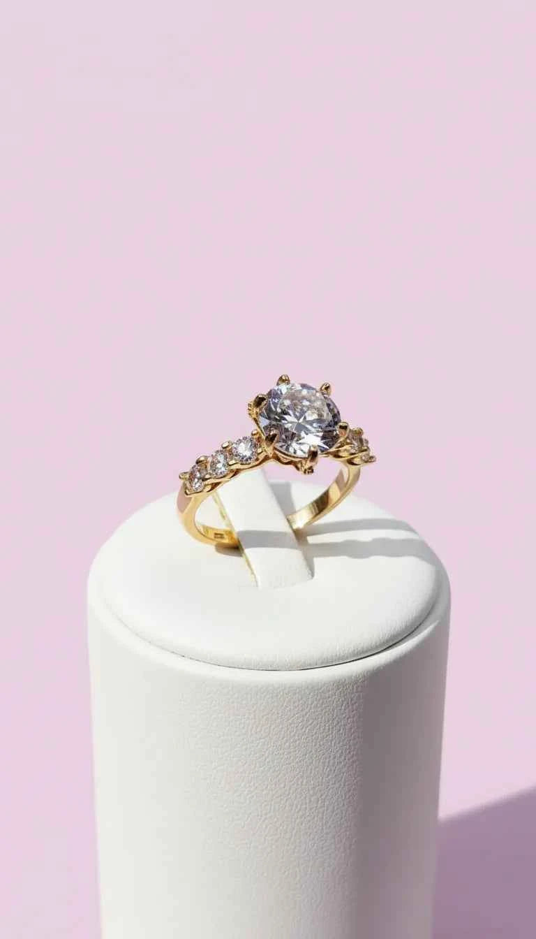 Luxe Solitaire Crystal Ring Gold Box set of 12