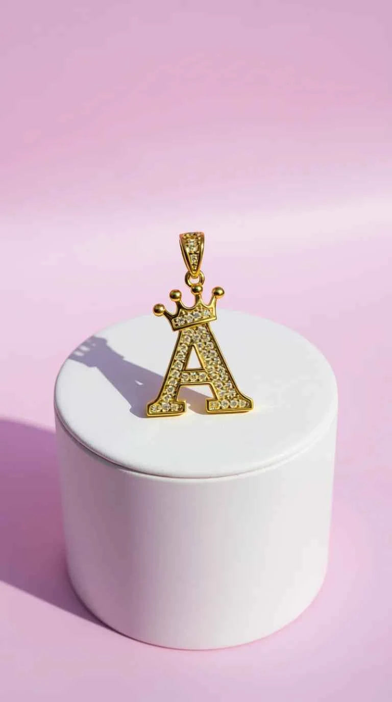 Personalized Initial Letter With Crown Crystal Necklace