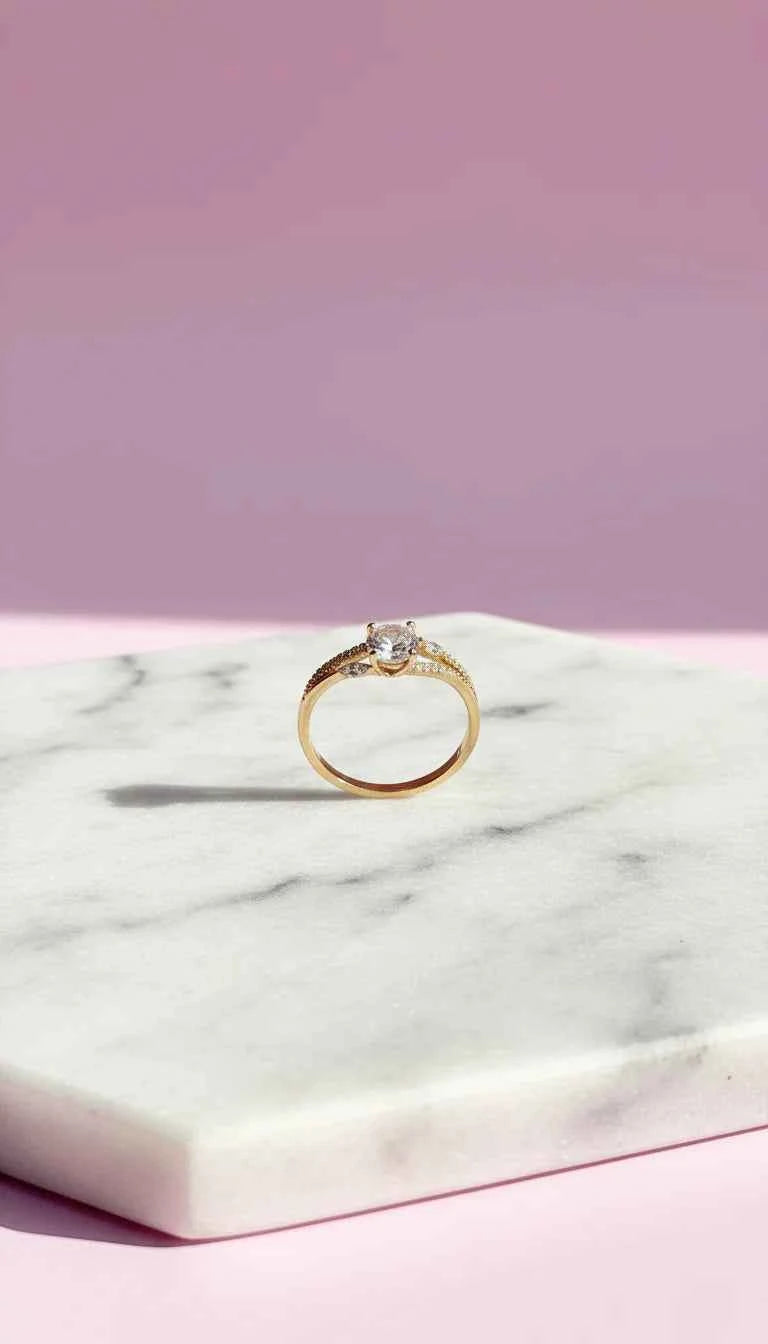Crystal Band Round Cut Gold Ring Box set of 12
