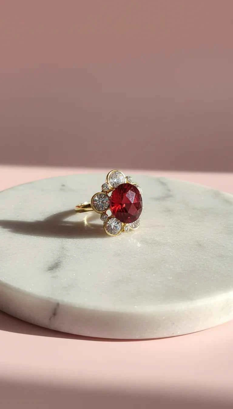 Jewelled Flower Crystal Free size Ring