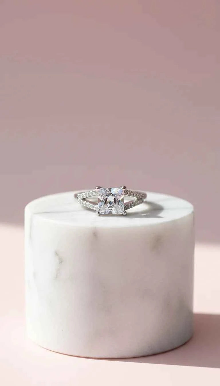 Square Cut Crystal Ring Box set of 12