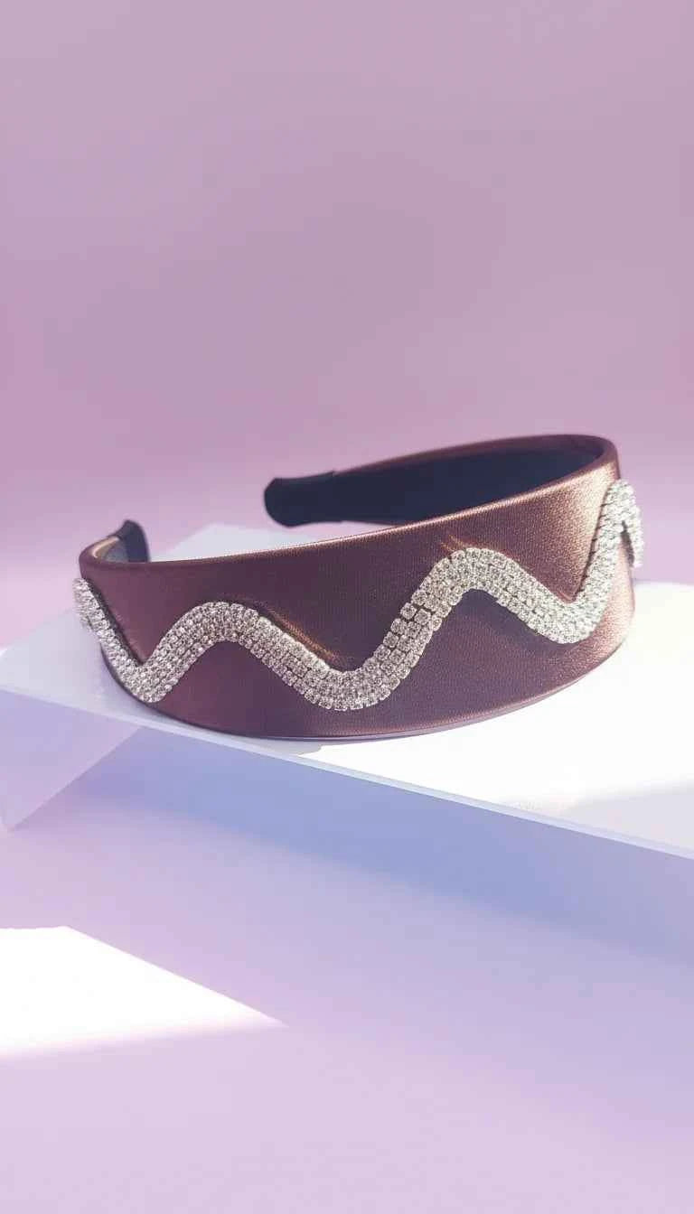 Chocolate Wavey Crystal Hair band
