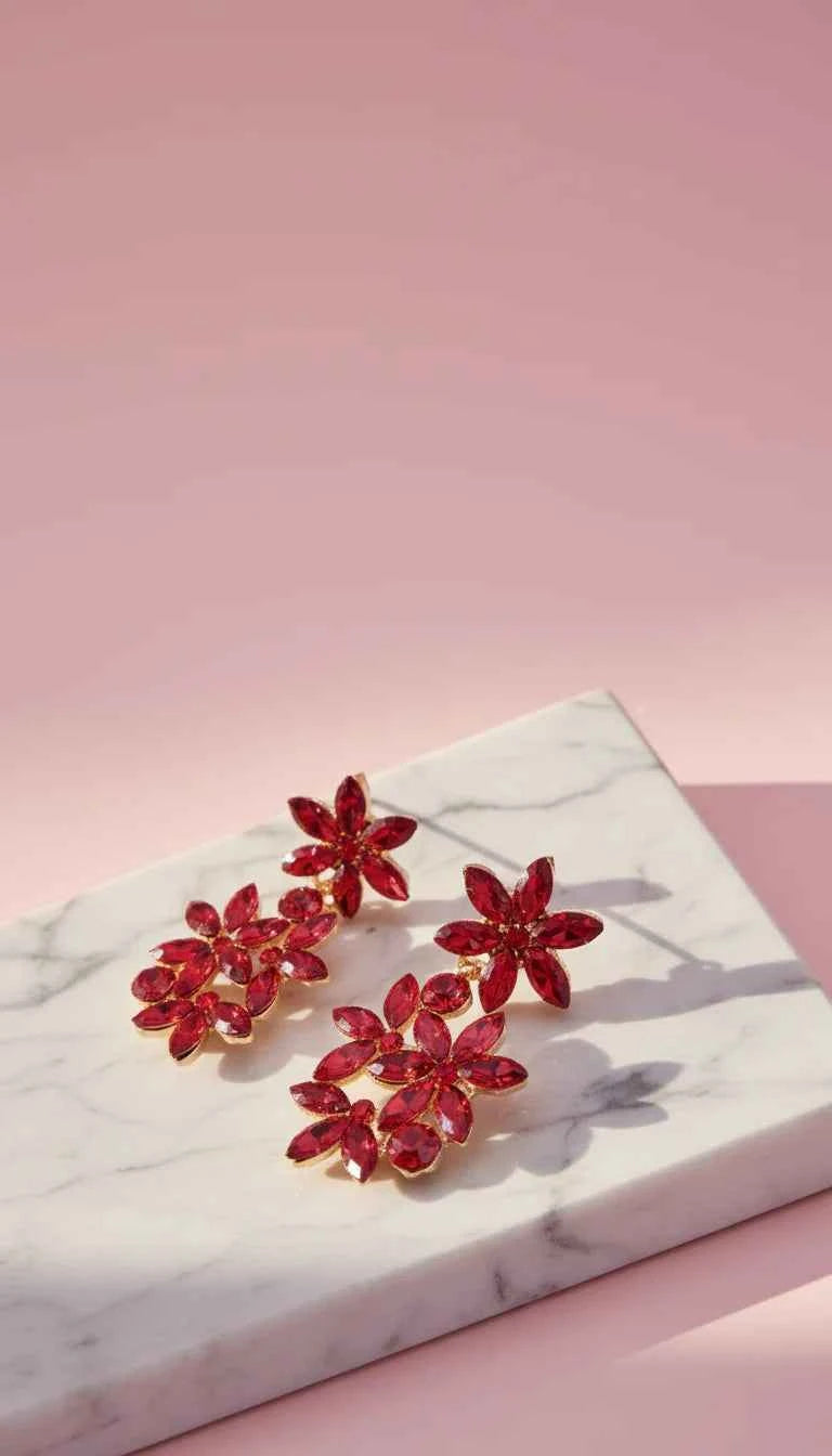 Flower Crystal Drop & Dangle Earrings