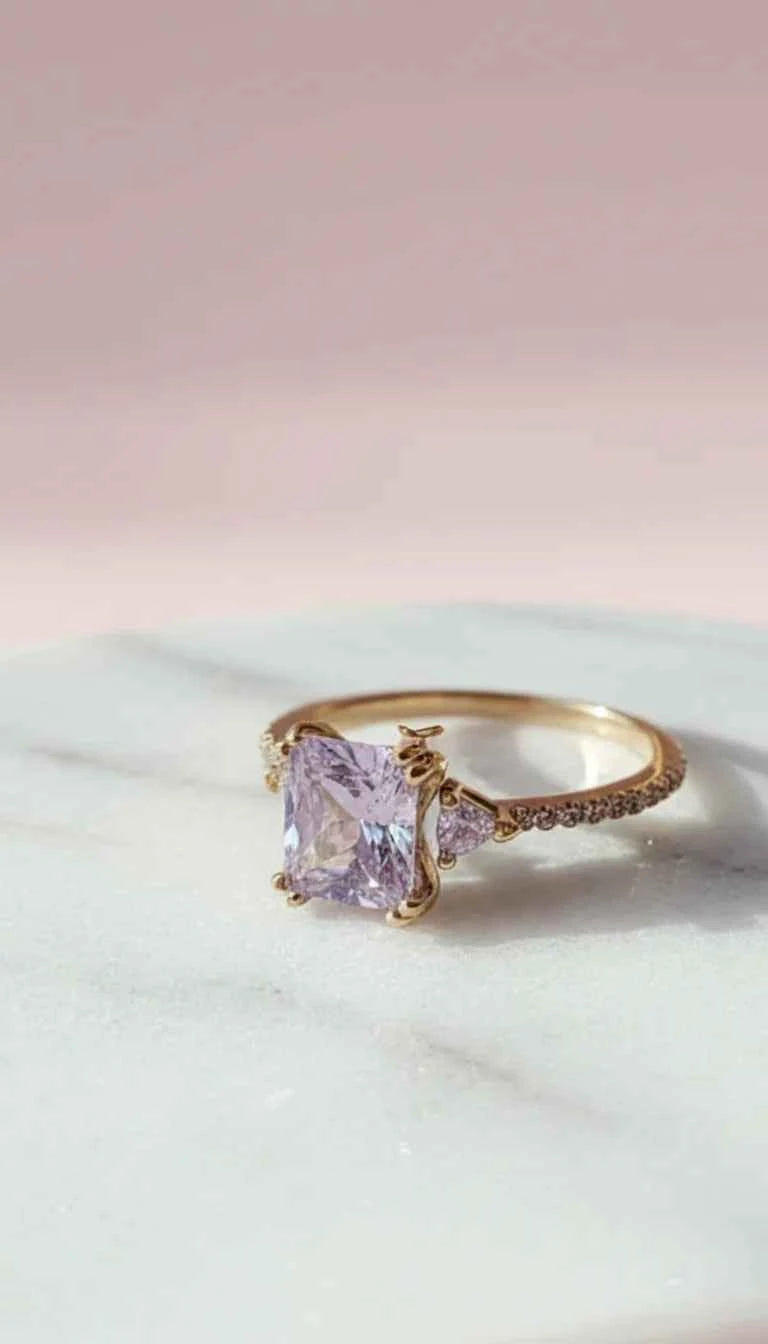 Princess Cut Crystal Gold Ring Box set of 12