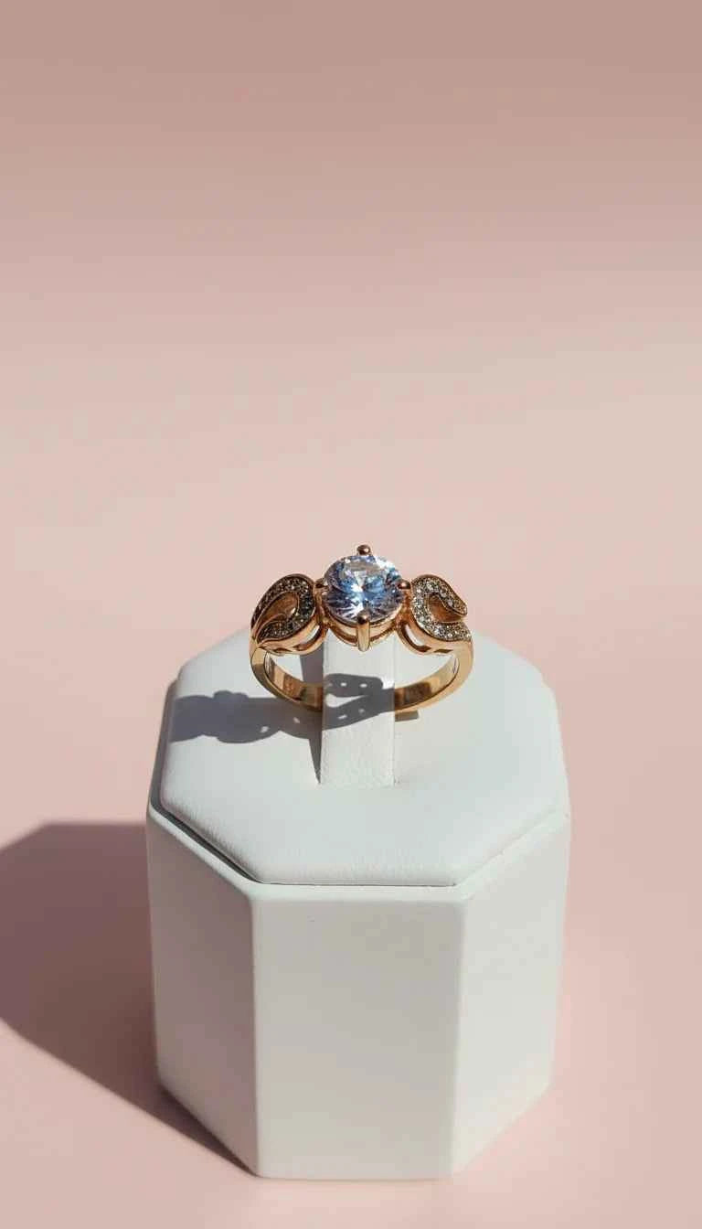 Swirl Crystal Ring Gold Box set of 12