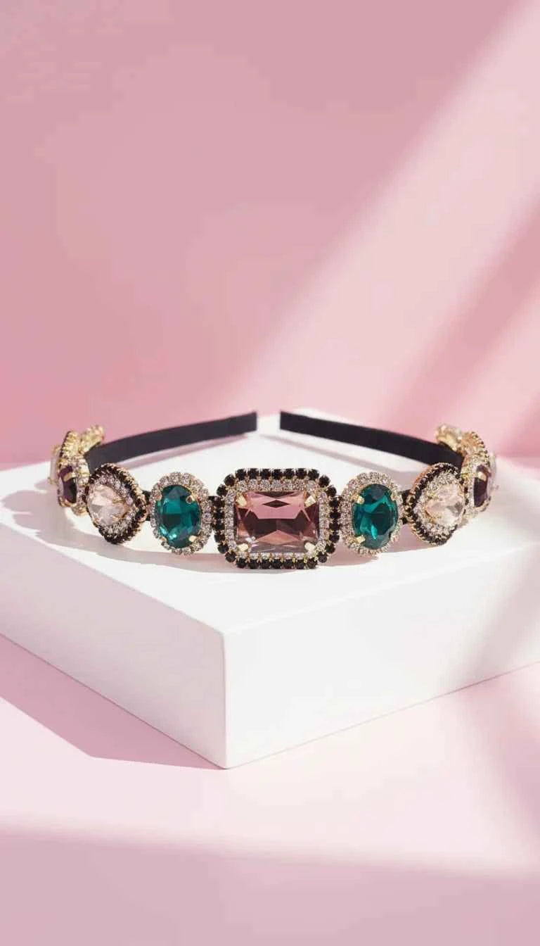 Women’s Crystal Cluster Statement Headband & Hair Band