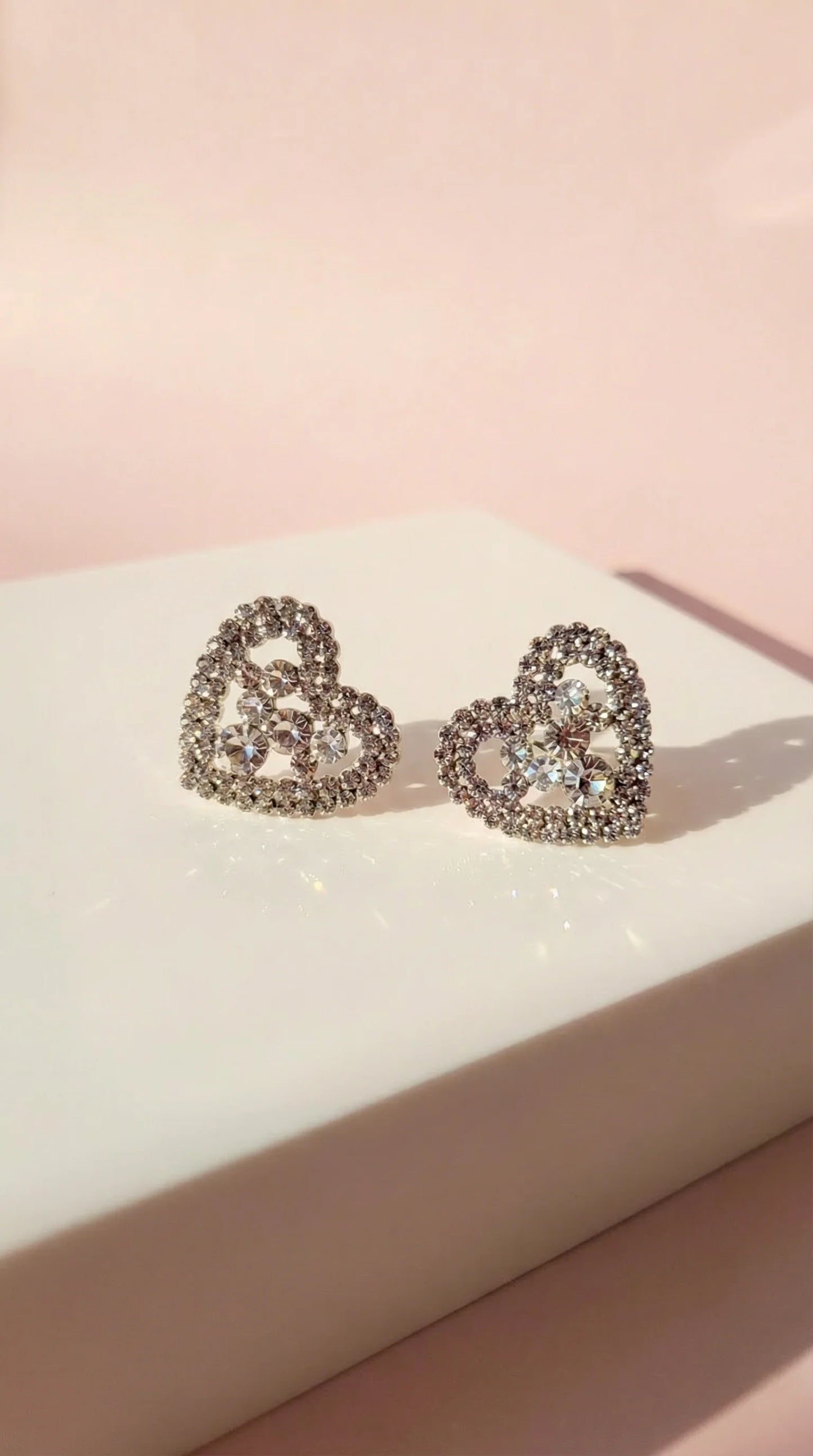 Sweetheart Crystal Non Pierced Clip On Earrings