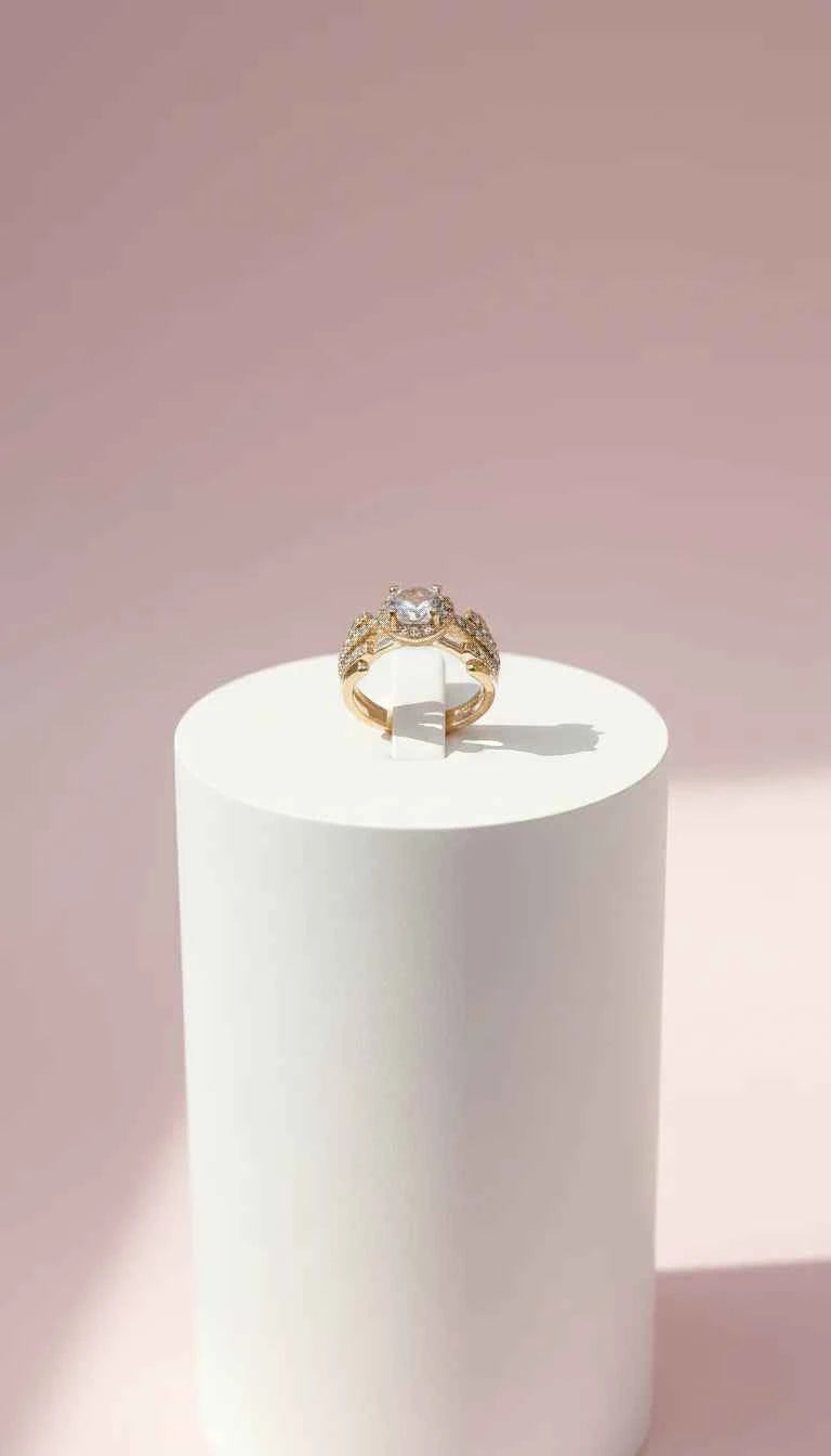 Gold Cut Out Crystal Solitaire Ring Gold Box set of 12
