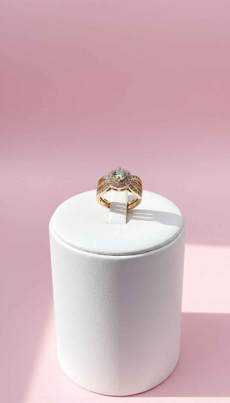 Gold Cut Out Crystal Ring Box set of 12