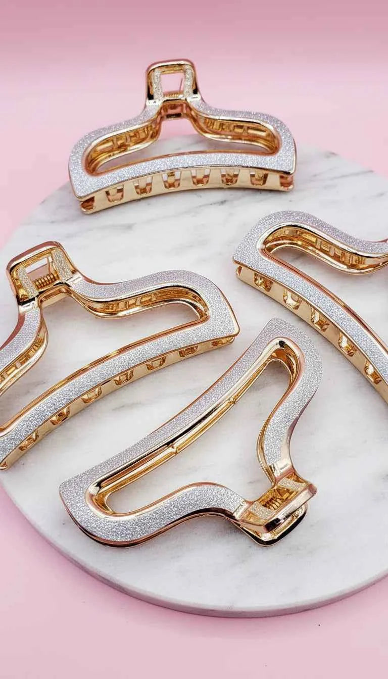 Glitter Silver Hair Clamps Pack of 12