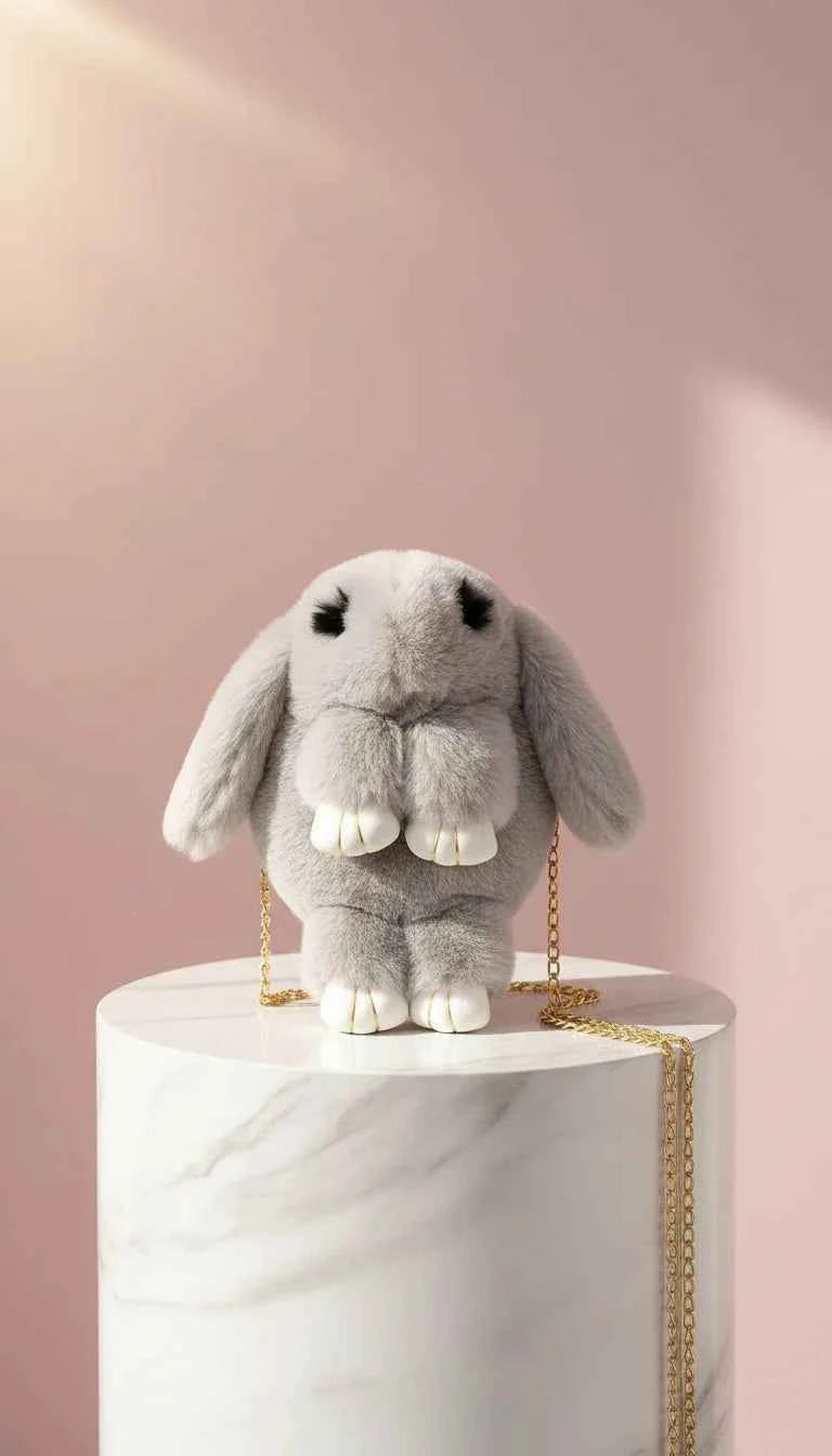 Faux Fur Bunny Rabbit Backpack – Soft Plush Handbag