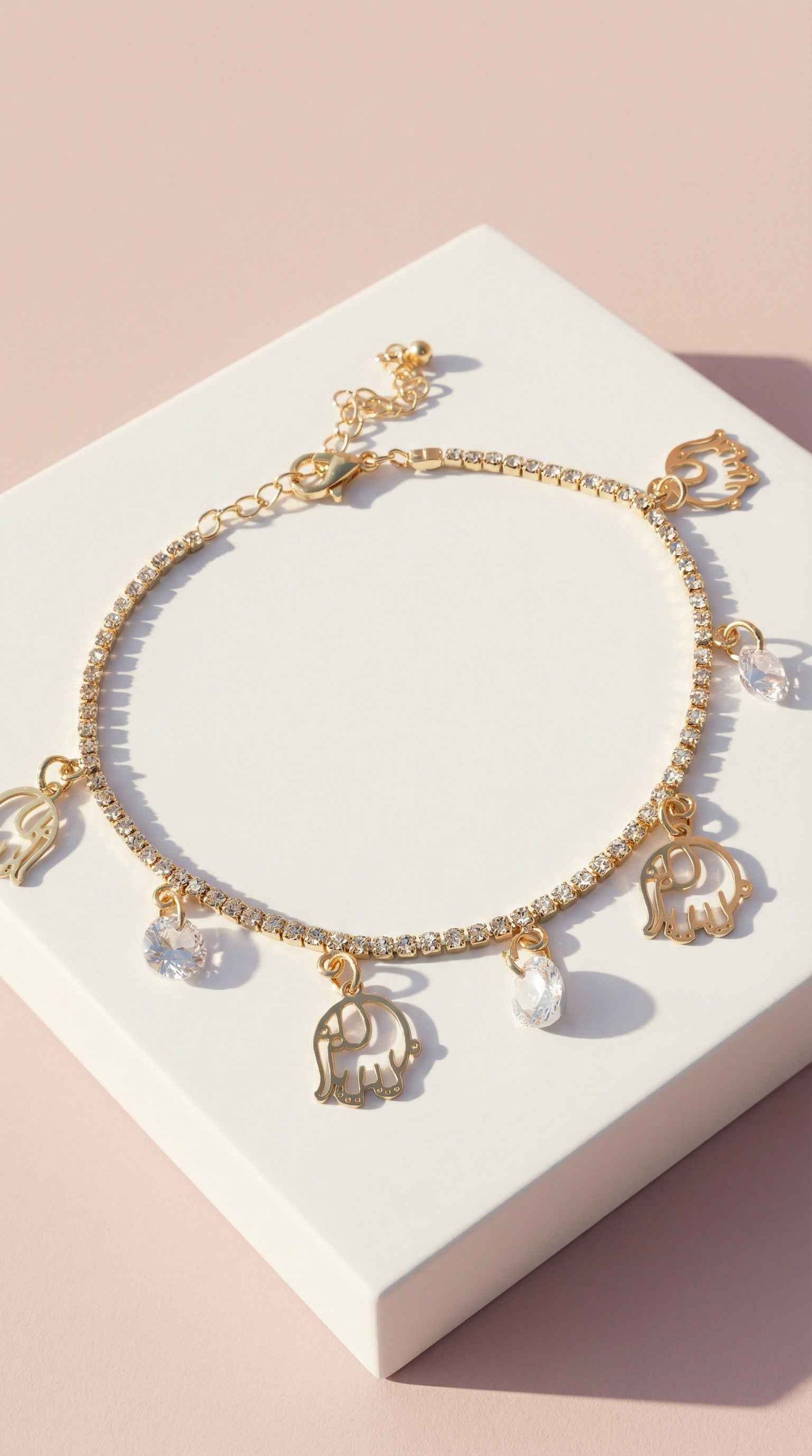 Elephant Crystal Chain Link Anklet