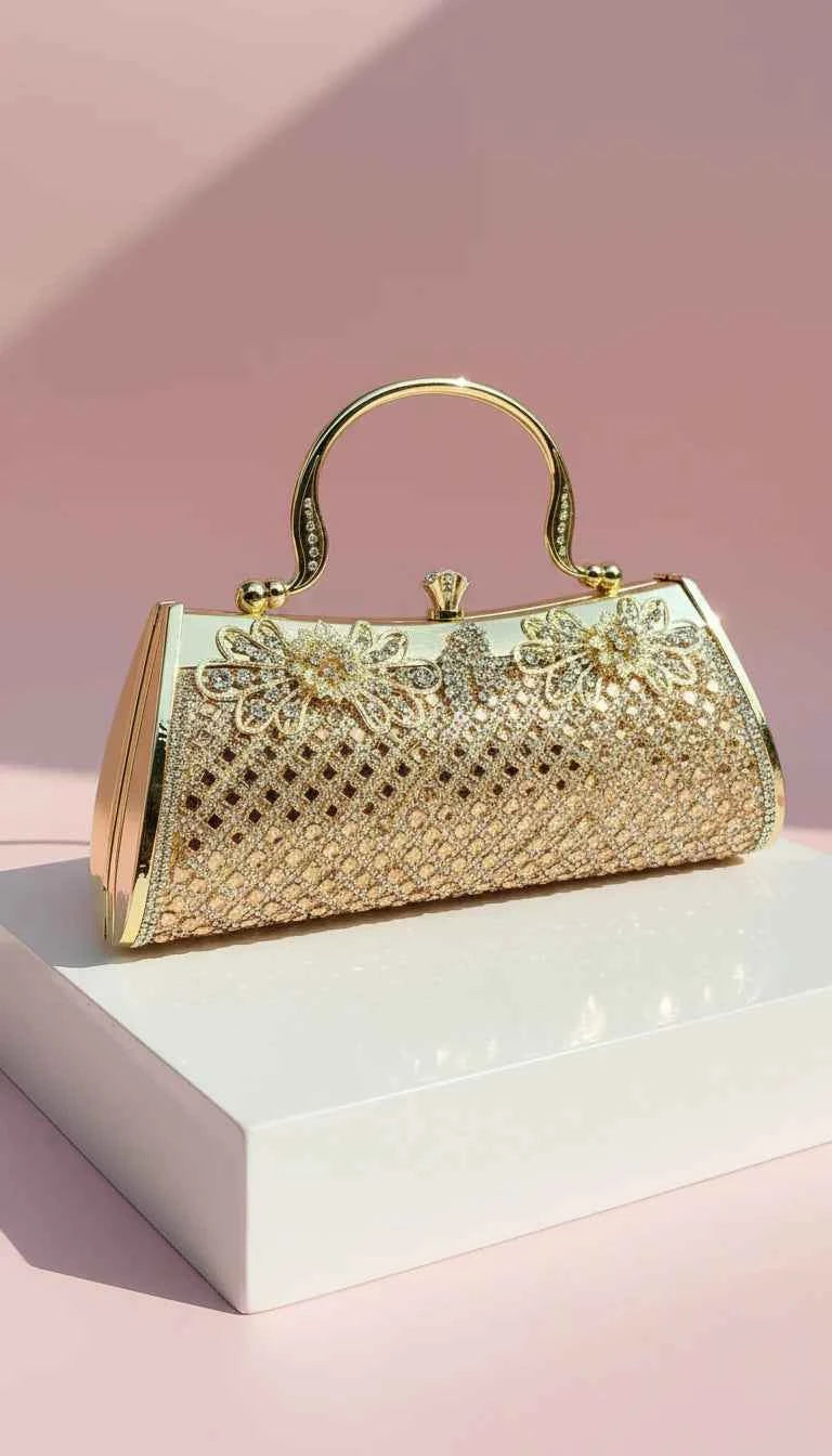 Mirrored Decor Oblong Crystal Clutch bag