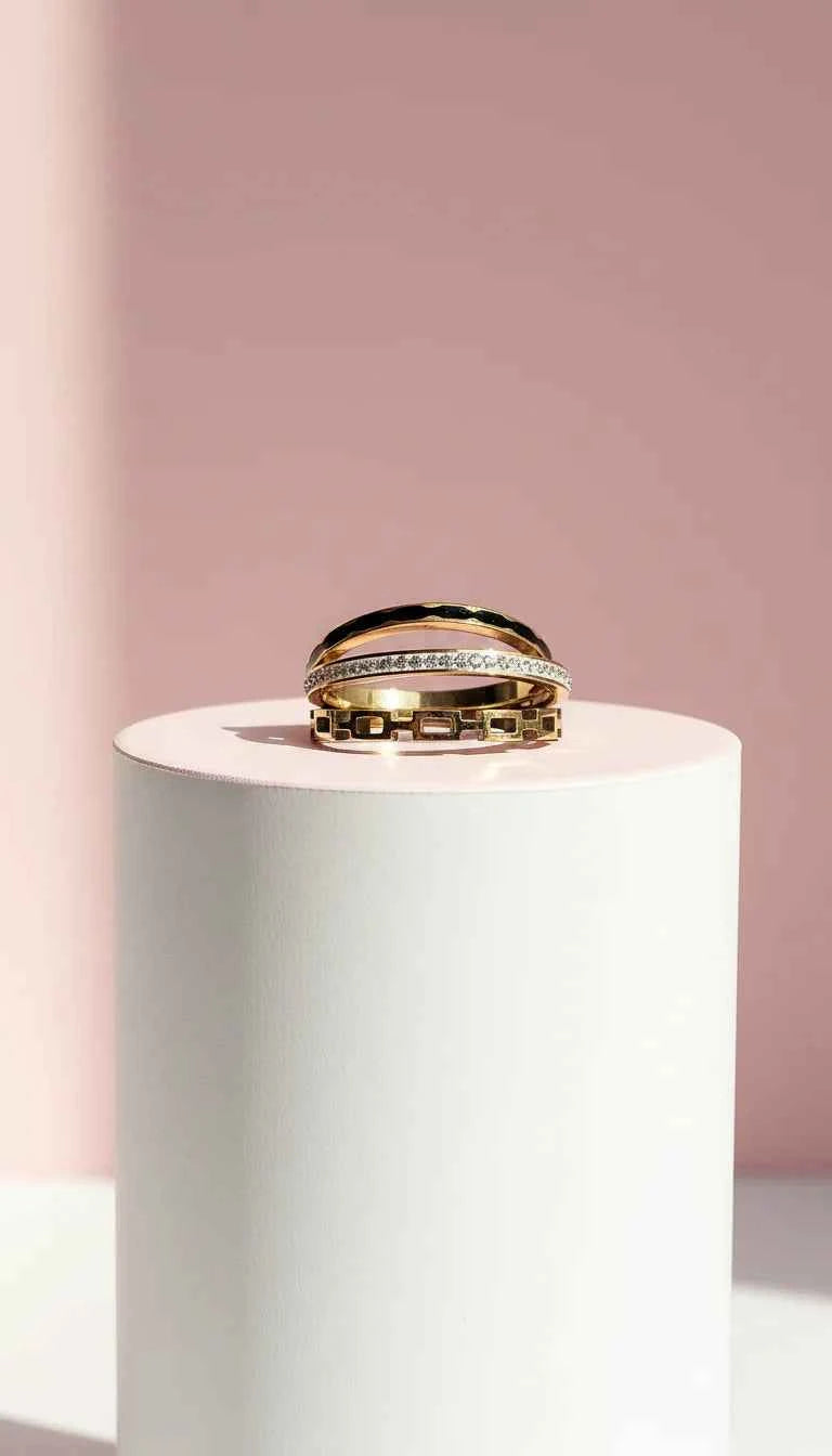 Waterproof Pack Of 24 Gold Plated Black Crystal Stacking Rings